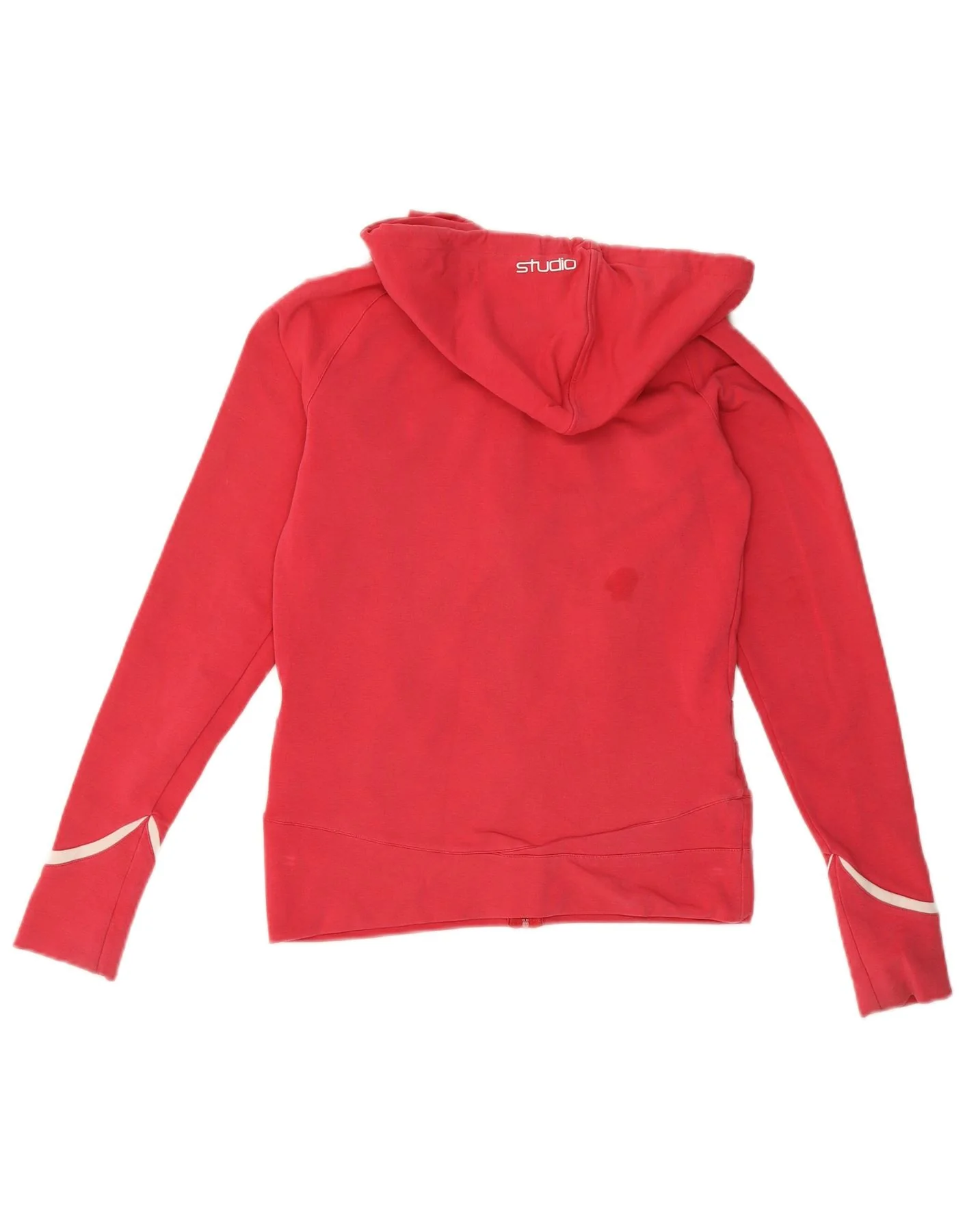 Nike Womens Studio Zip Hoodie Sweater UK 8/10 Small Red Cotton - Image 2