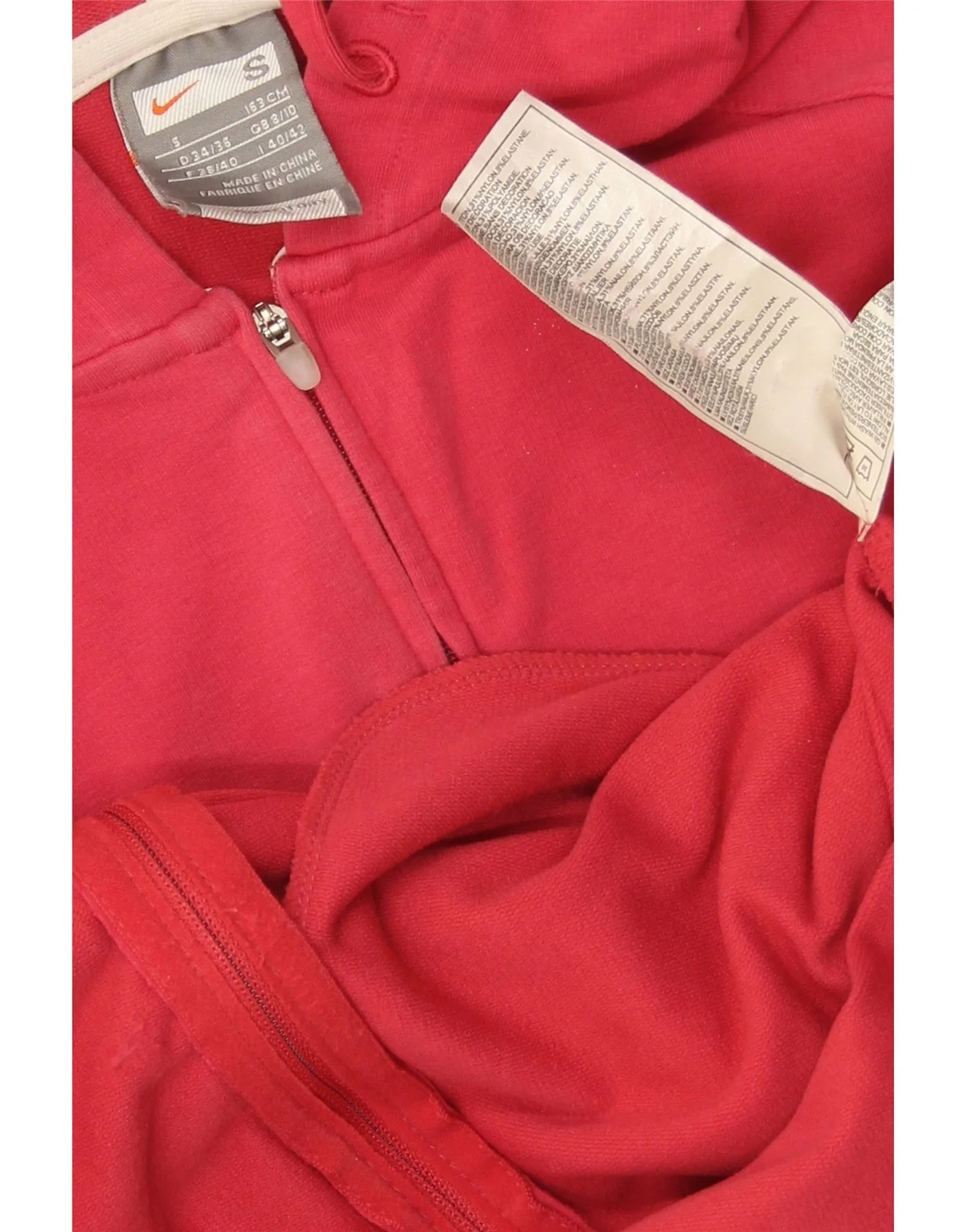 Nike Womens Studio Zip Hoodie Sweater UK 8/10 Small Red Cotton - Image 4