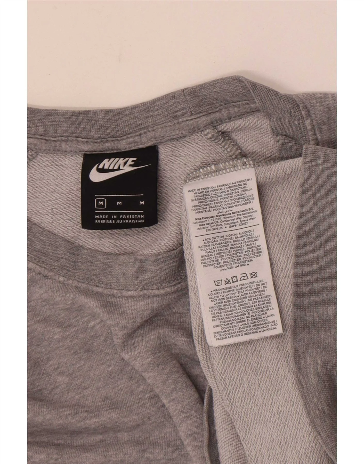 Nike Womens Sweatshirt Jumper UK 14 Medium Grey Cotton - Image 3