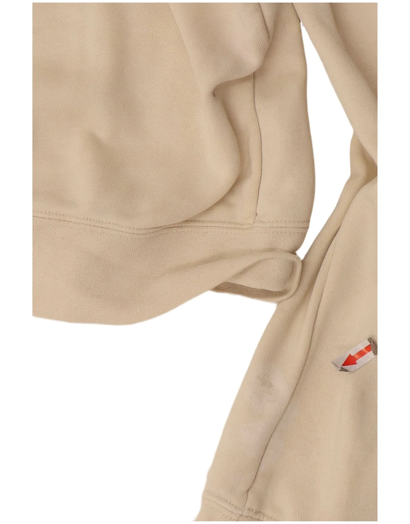 Nike Womens Zip Hoodie Sweater UK 14 Medium Beige Cotton - Image 3