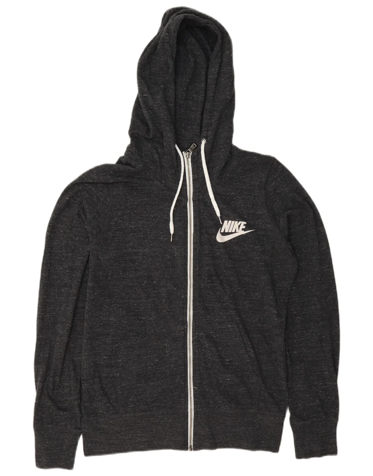 Nike Womens Zip Hoodie Sweater UK 14 Medium Grey Flecked