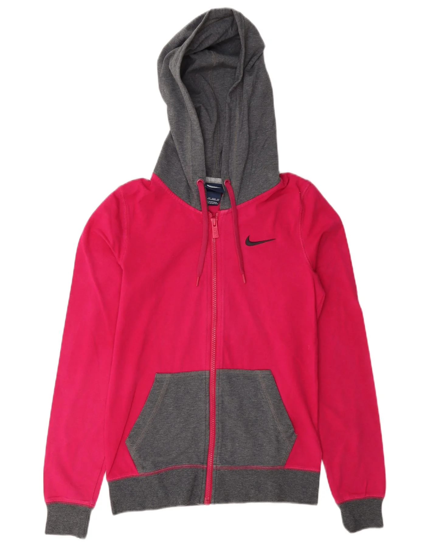 Nike Womens Zip Hoodie Sweater UK 6 XS Pink Colourblock Cotton