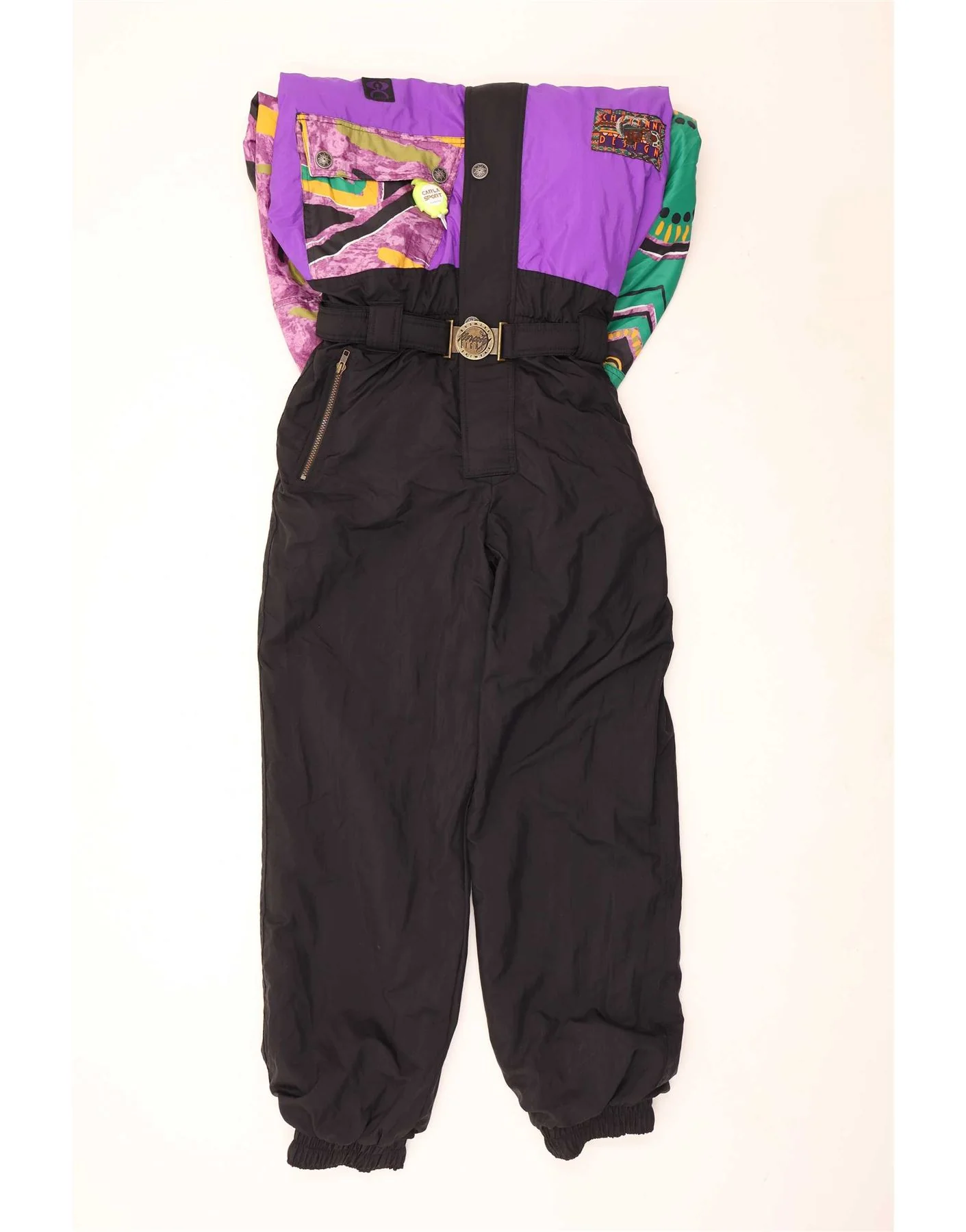 Ninety Eight Mens Ski Jumpsuit IT 50 Large Multicoloured Colourblock - Image 3