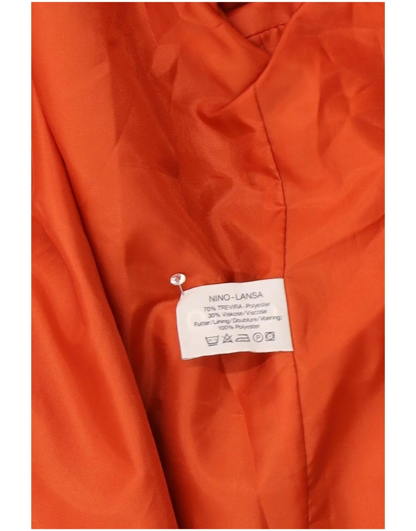 NINO Womens Double Breasted Blazer Jacket UK 16 Large Orange Polyester - Image 3