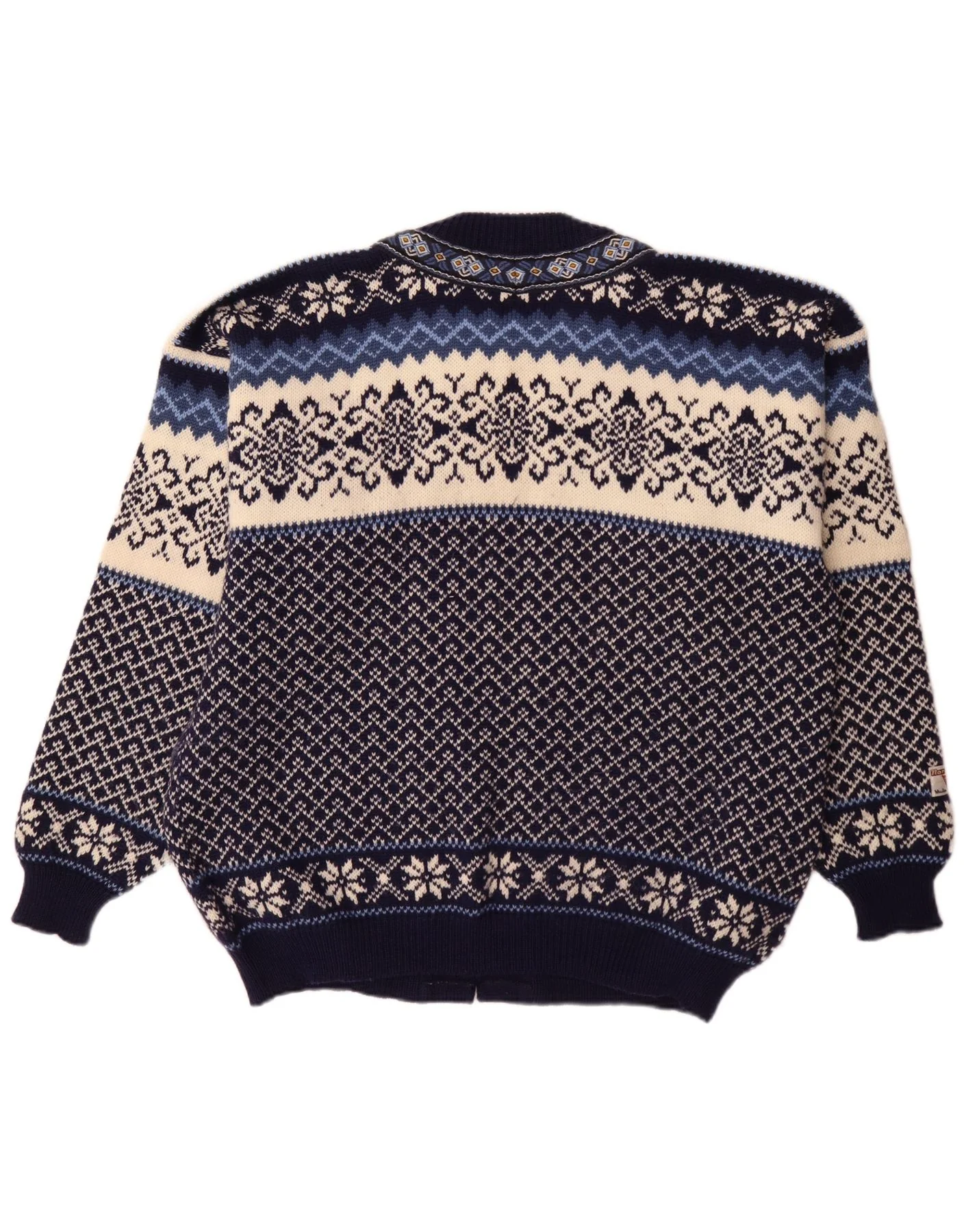 Nordstrikk Mens Regular Fit Cardigan Sweater XL Navy Blue Fair Isle - Image 2