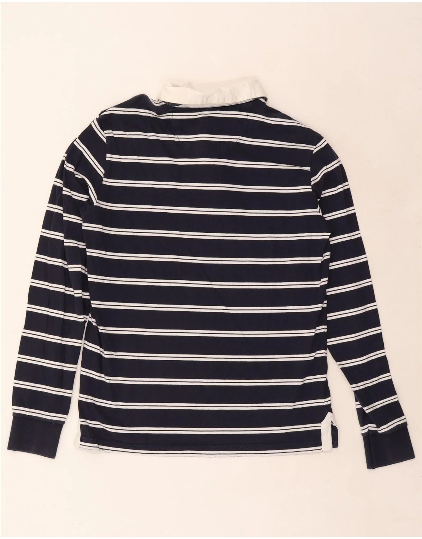 North Sails Mens Long Sleeve Rugby Polo Shirt Large Navy Blue Striped - Image 2