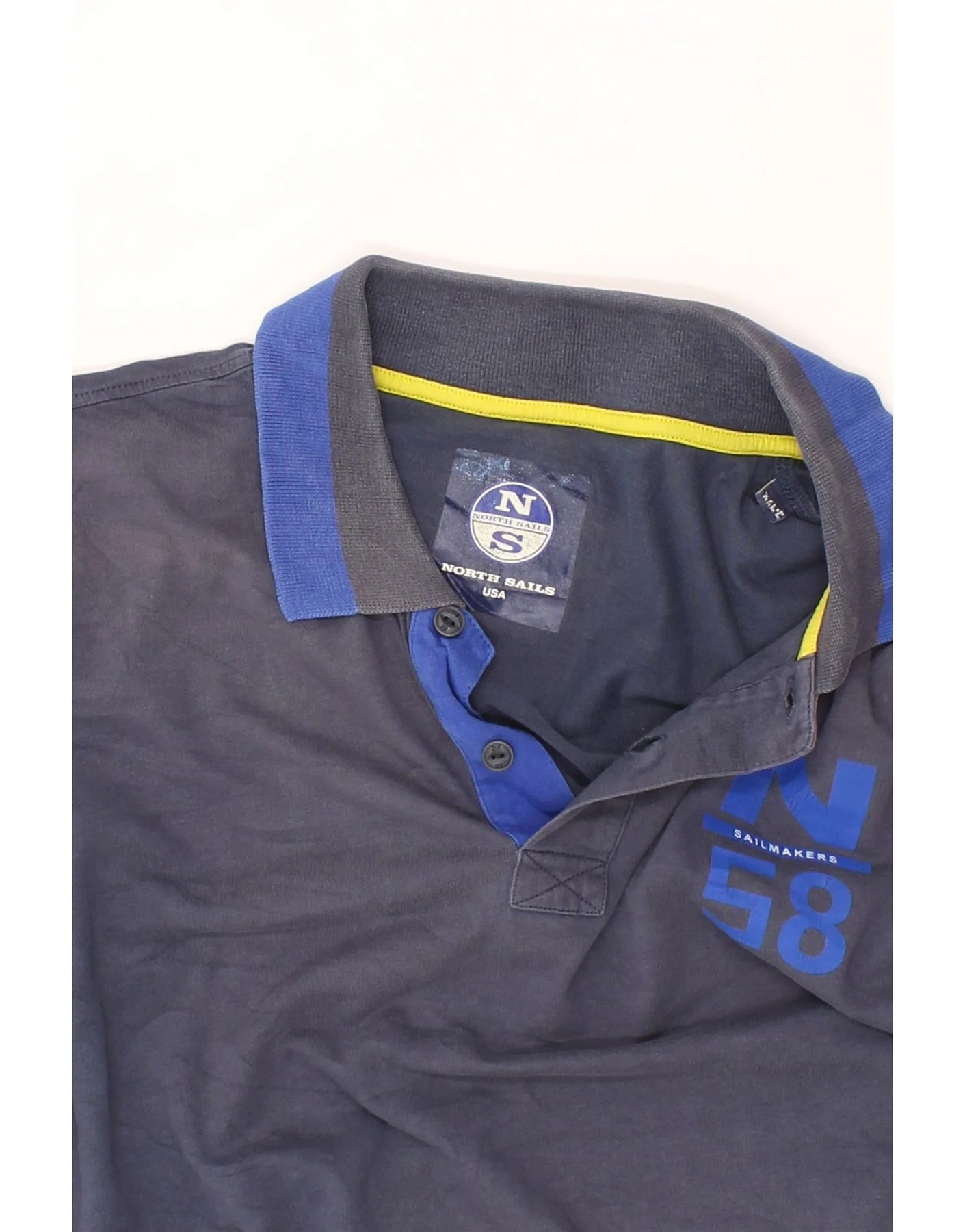 NORTH SAILS Mens Sailmakers Polo Shirt 2XL Navy Blue Cotton - Image 4
