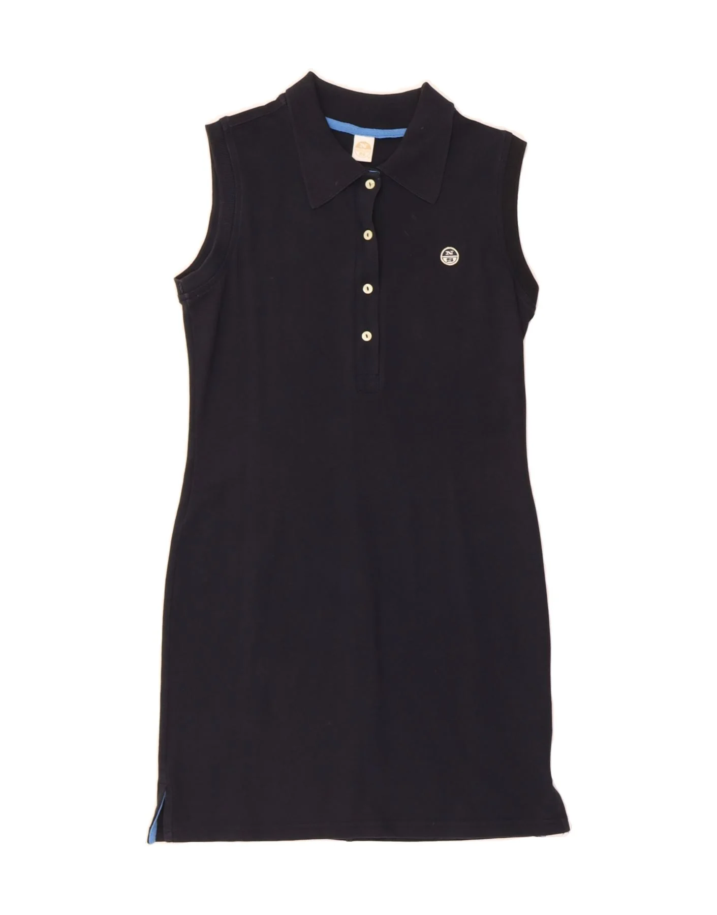 NORTH SAILS Womens Sleeveless Polo Dress UK 14 Medium Navy Blue Cotton