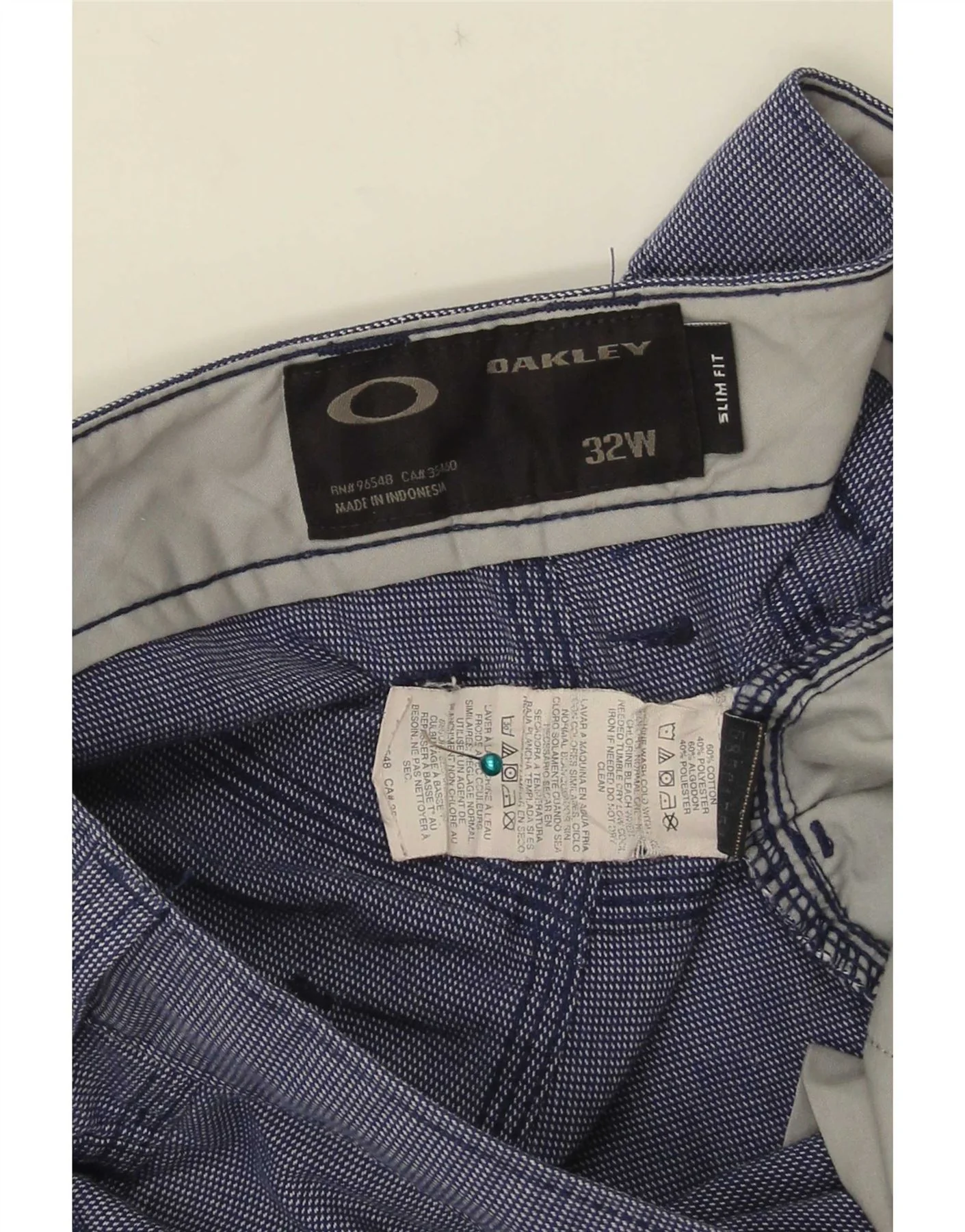 Oakley Mens Casual Shorts W32 Medium Blue Cotton - Image 3