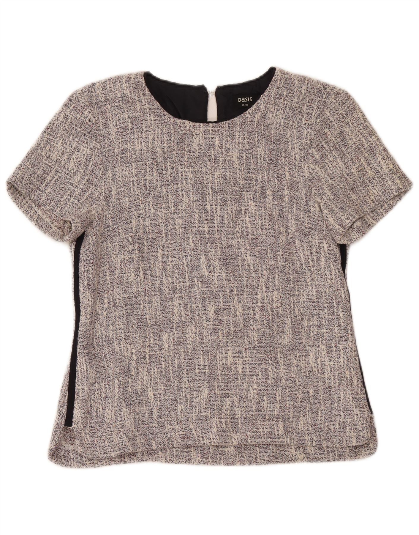 Oasis Womens Blouse Top UK 10 Small Grey Cotton