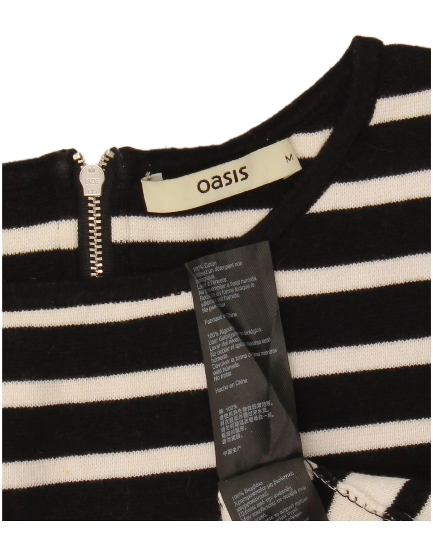 Oasis Womens Crop Boat Neck Jumper Sweater UK 12 Medium Black Striped - Image 3