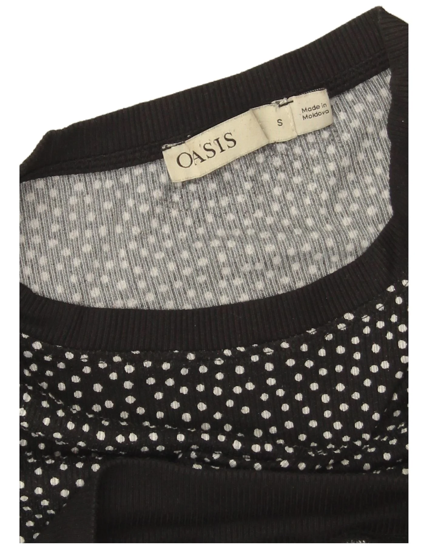 Oasis Womens Crop Oversized Sweatshirt Jumper UK 10 Small Black Polka Dot - Image 3