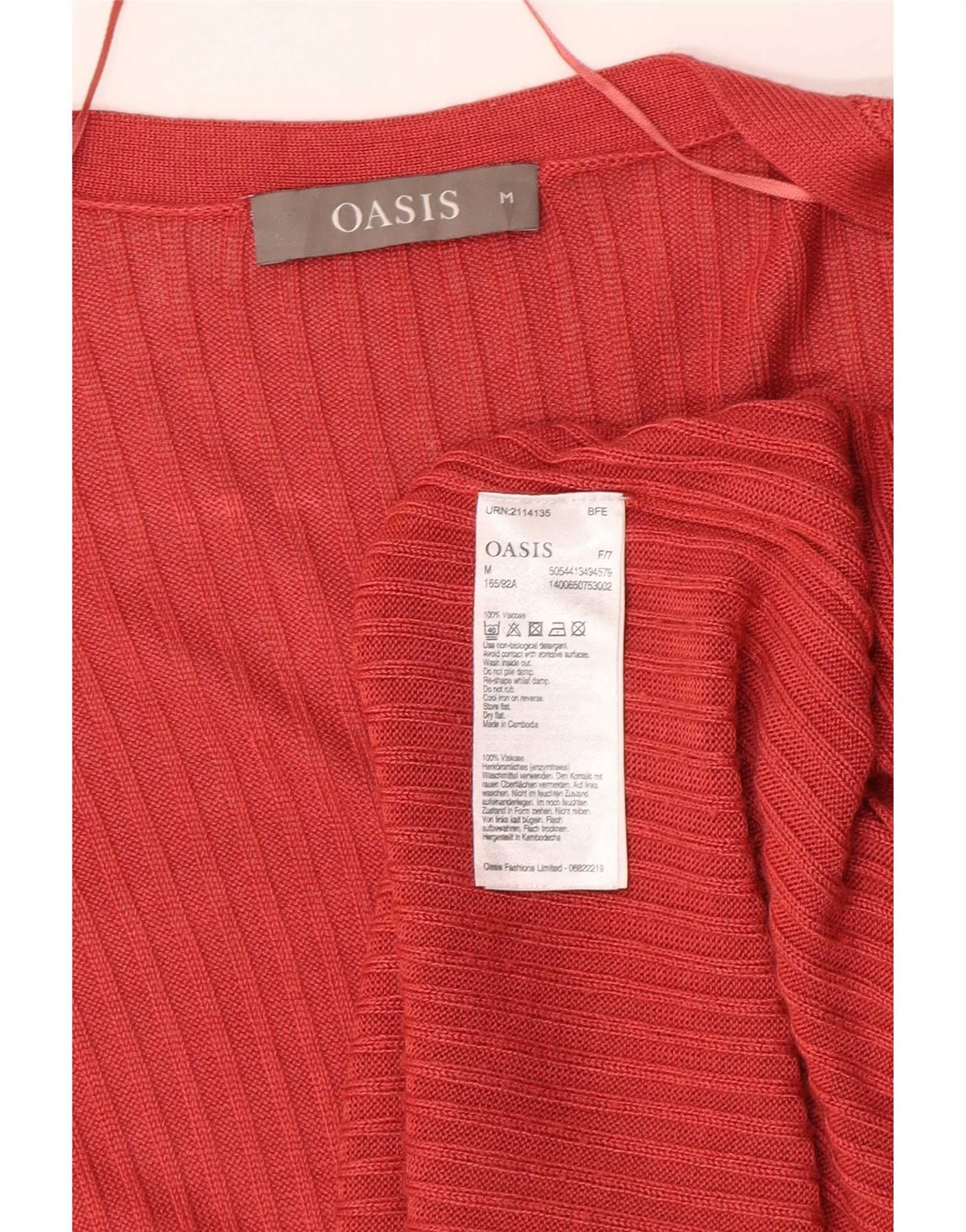 Oasis Womens Longline Open Cardigan Sweater UK 12 Medium Red Viscose - Image 3