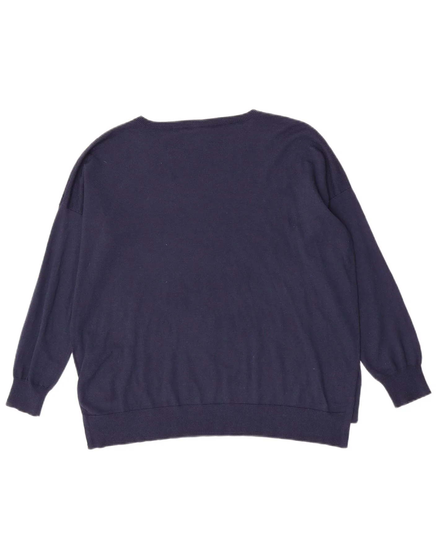 Oasis Womens Loose Fit Crew Neck Jumper Sweater UK 14 Medium Navy Blue - Image 2
