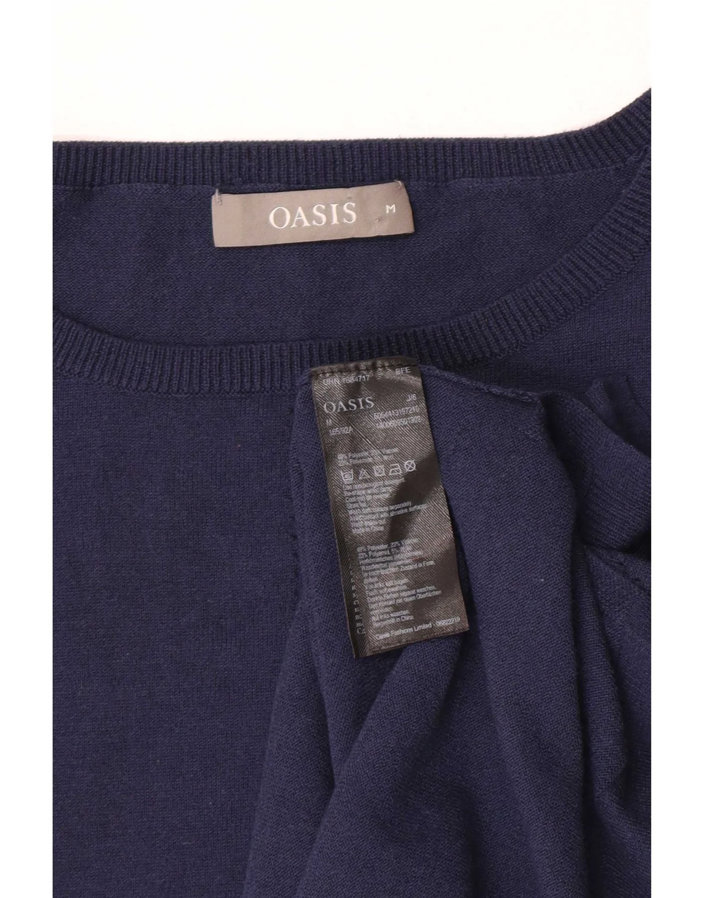 Oasis Womens Loose Fit Crew Neck Jumper Sweater UK 14 Medium Navy Blue - Image 3