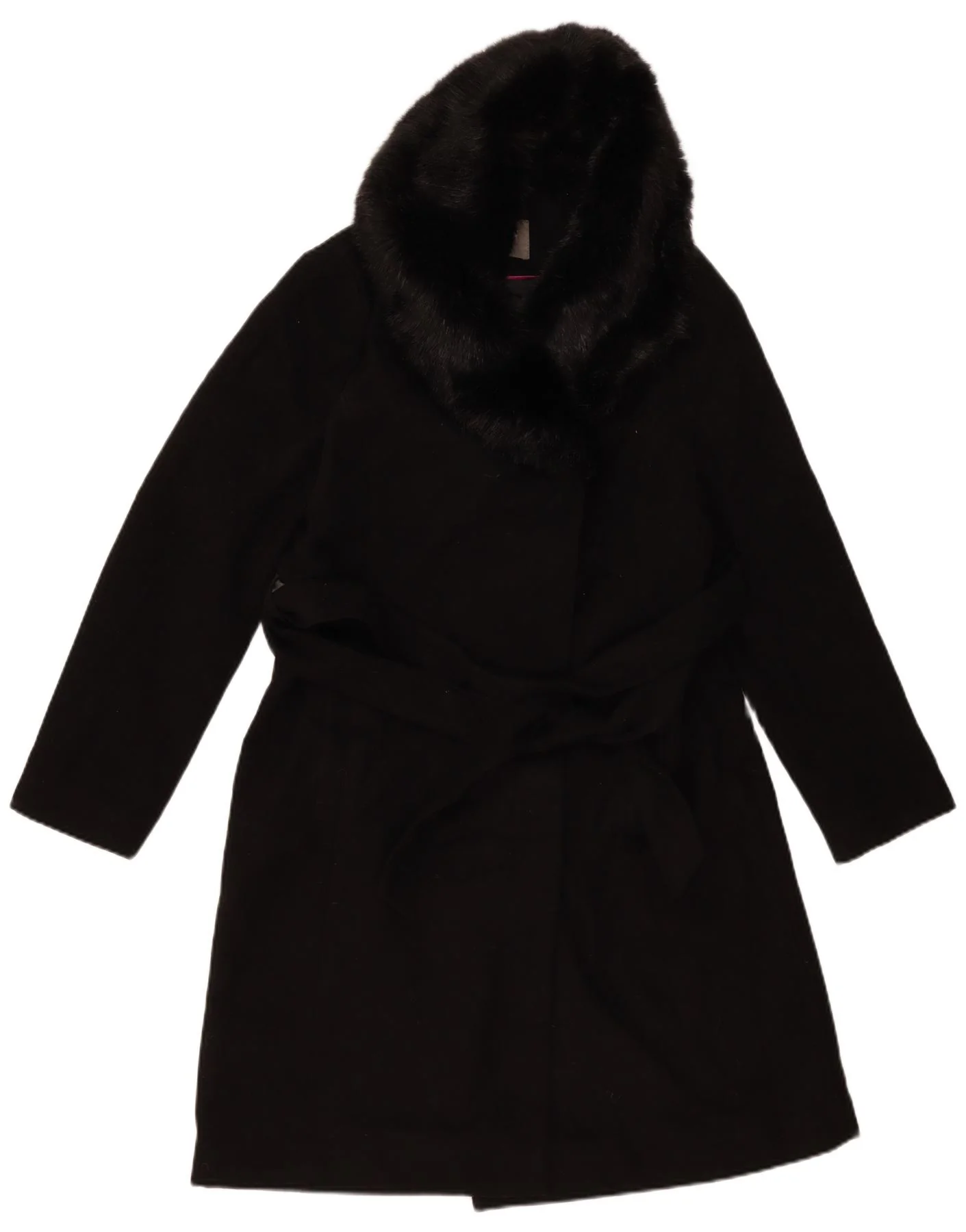 Oasis Womens Overcoat UK 14 Medium Black Polyester