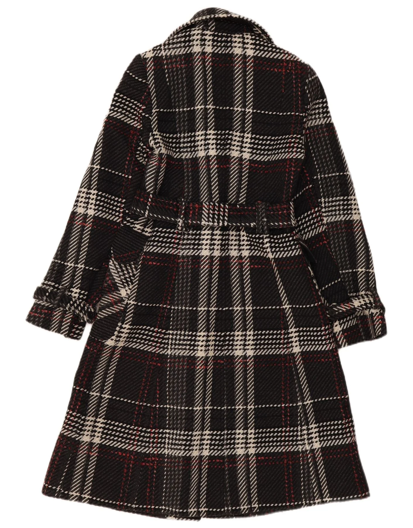 Oasis Womens Overcoat UK 8 Small Black Check Wool - Image 2