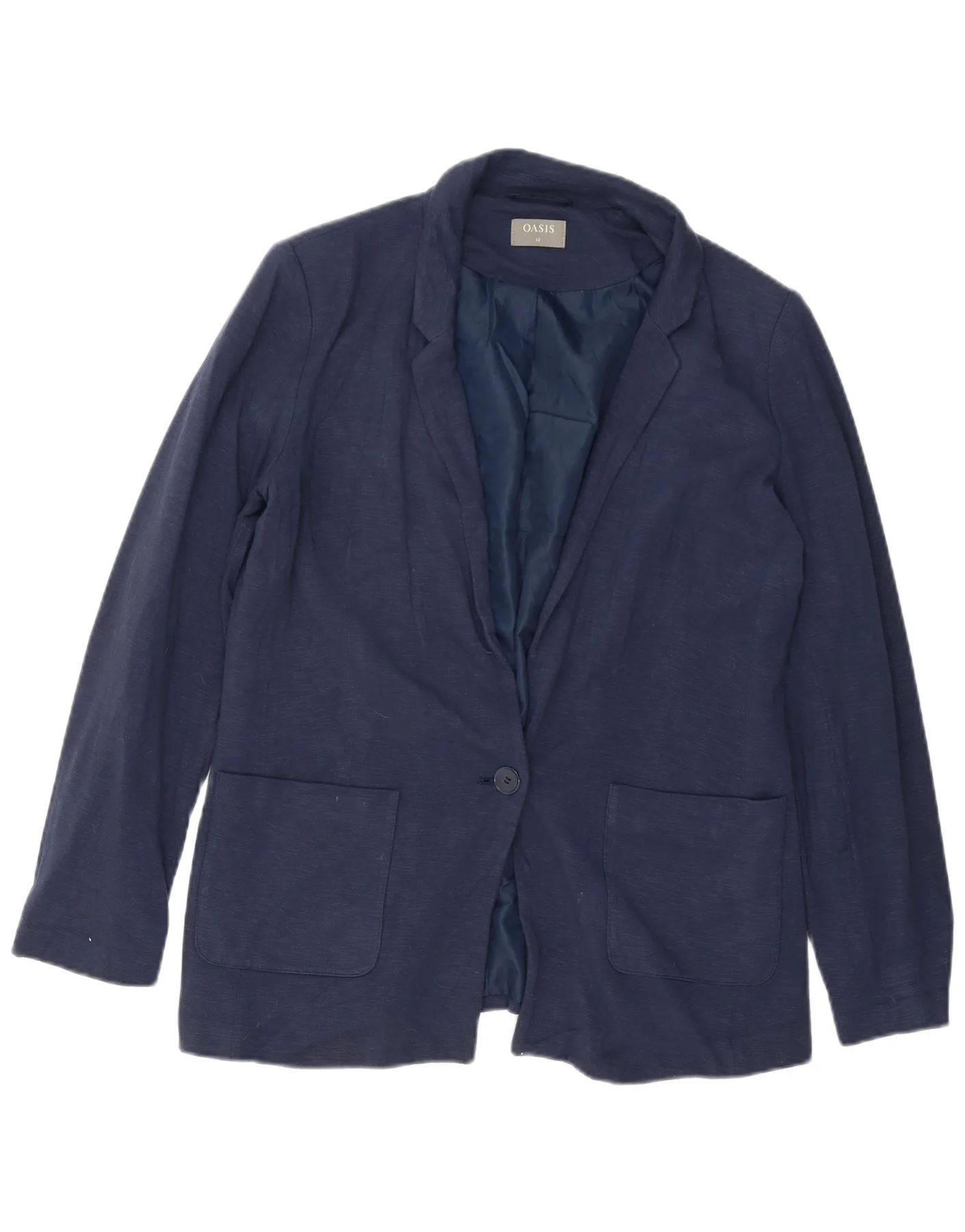 Oasis Womens Oversized 1 Button Blazer Jacket UK 12 Medium Navy Blue