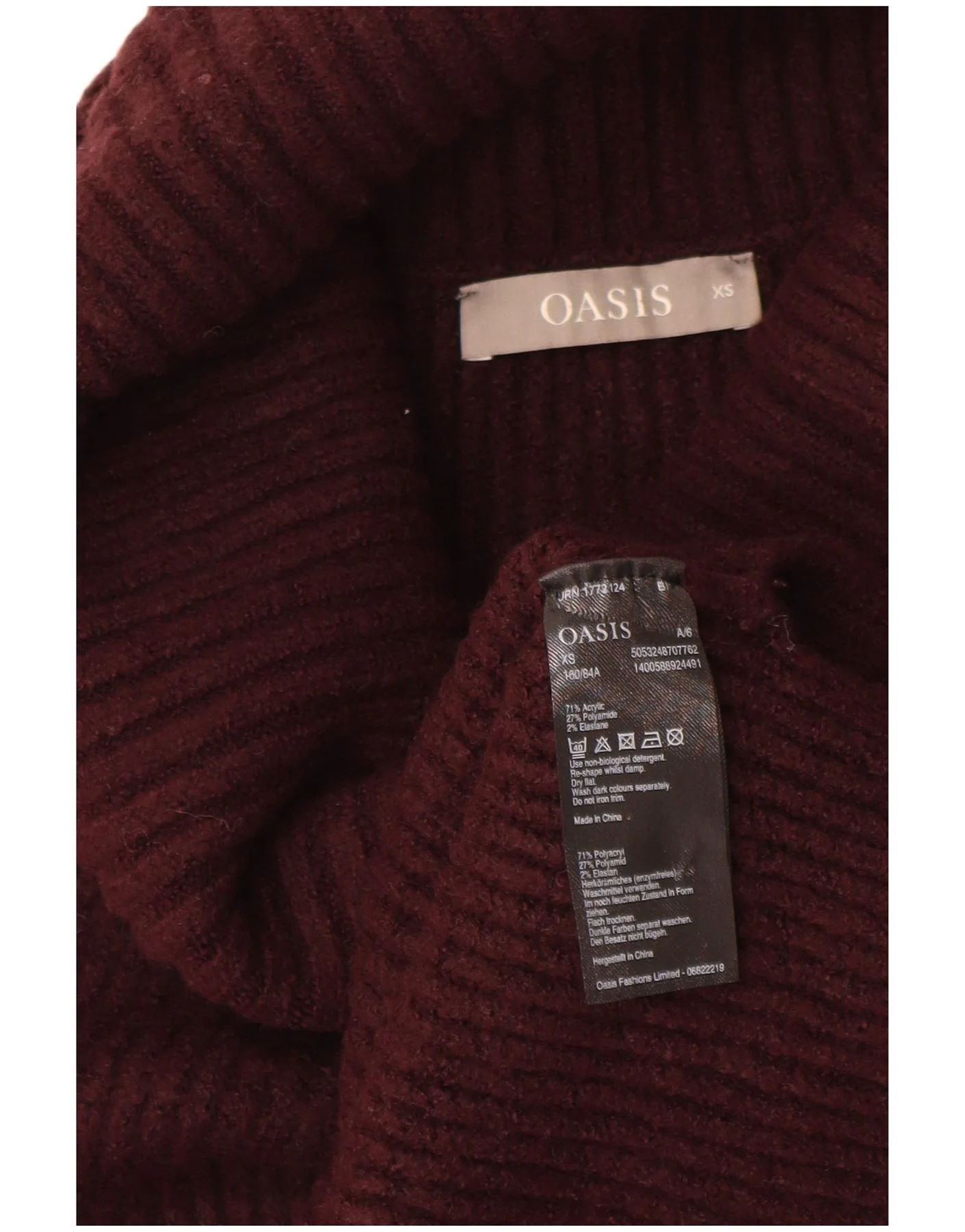 Oasis Womens Oversized Vest Tank Top UK 6 XS Burgundy Acrylic - Image 3