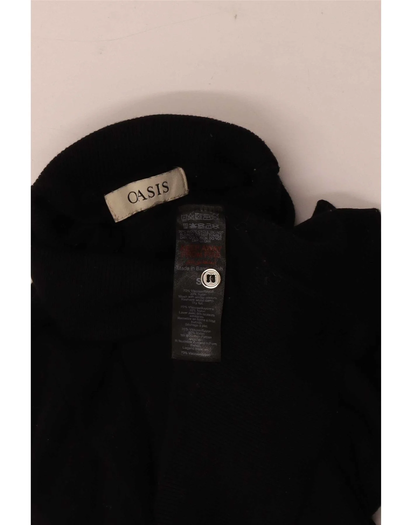 Oasis Womens Roll Neck Jumper Sweater UK 10 Small Black Viscose - Image 3