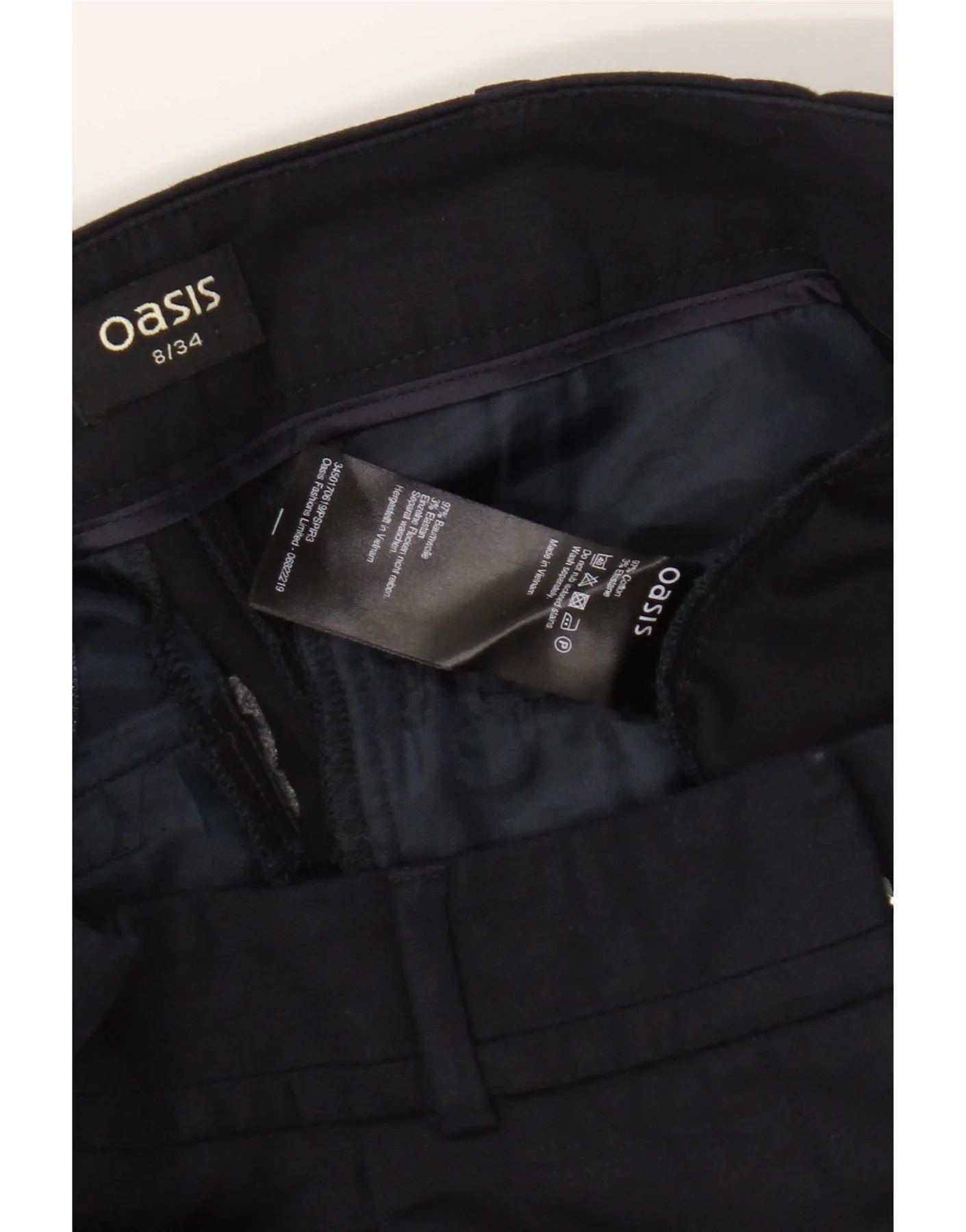 Oasis Womens Slim Chino Trousers UK 8 Small W30 L27 Navy Blue Cotton - Image 3
