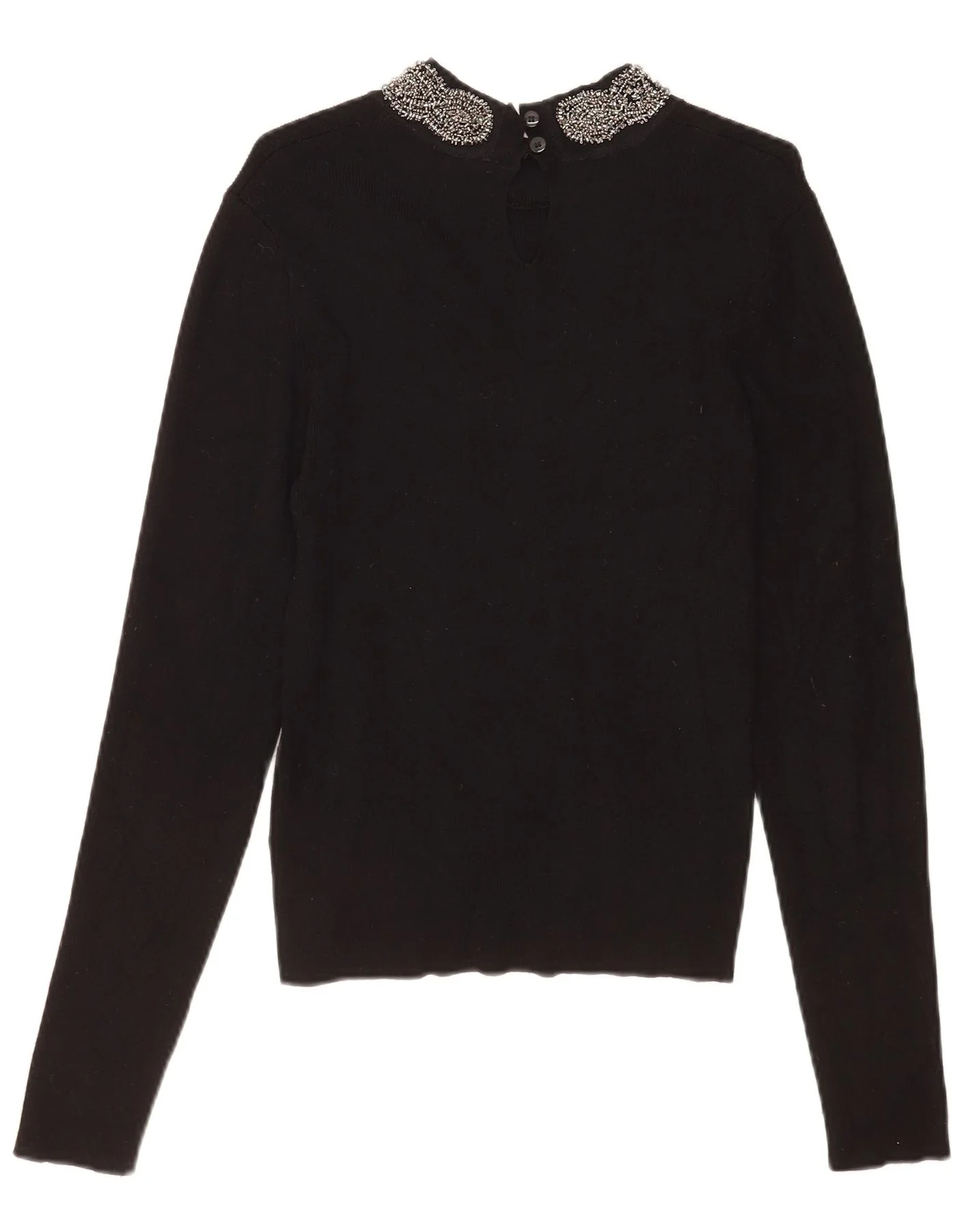Oasis Womens Top Long Sleeve UK 14 Large Black Viscose - Image 2