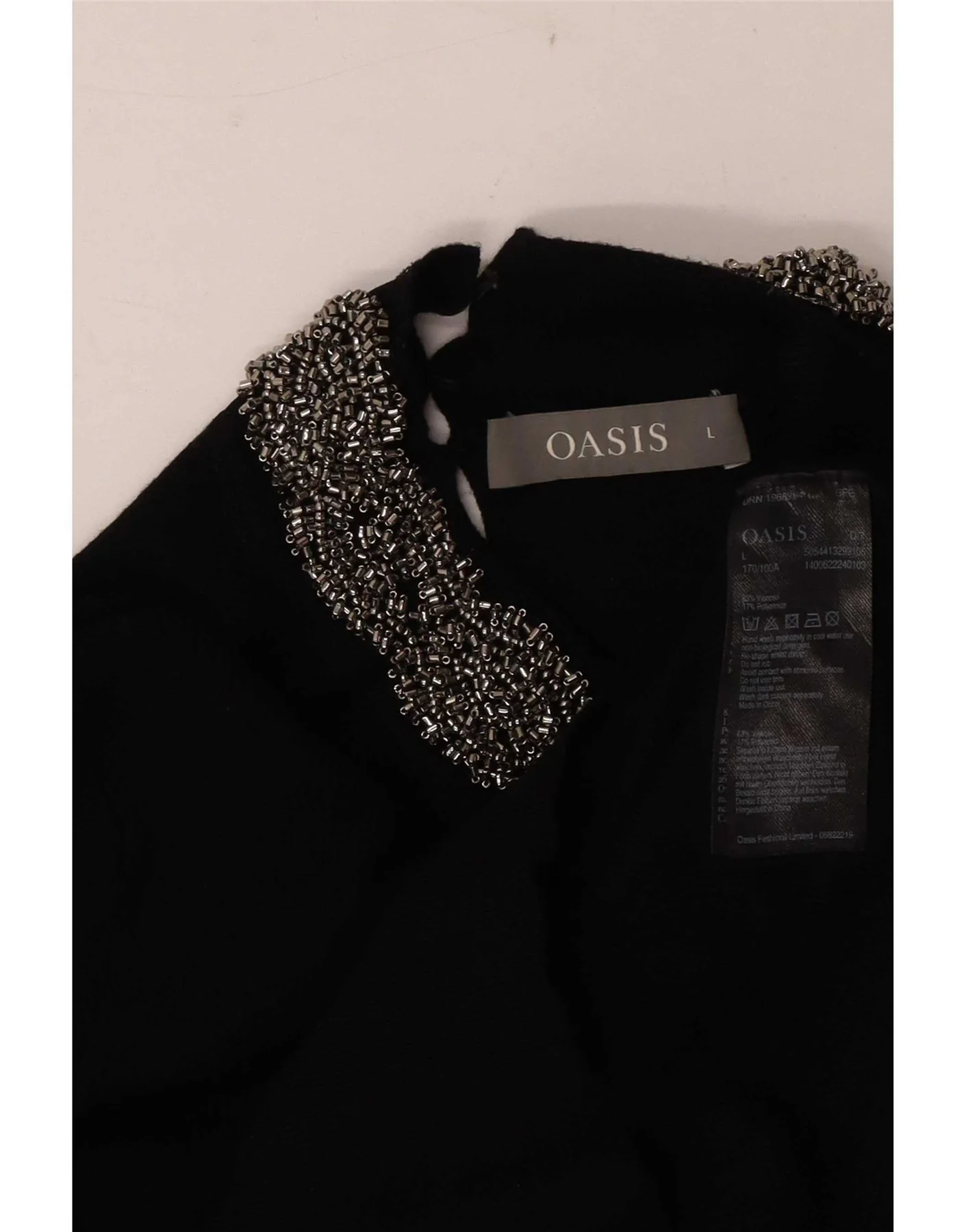 Oasis Womens Top Long Sleeve UK 14 Large Black Viscose - Image 3