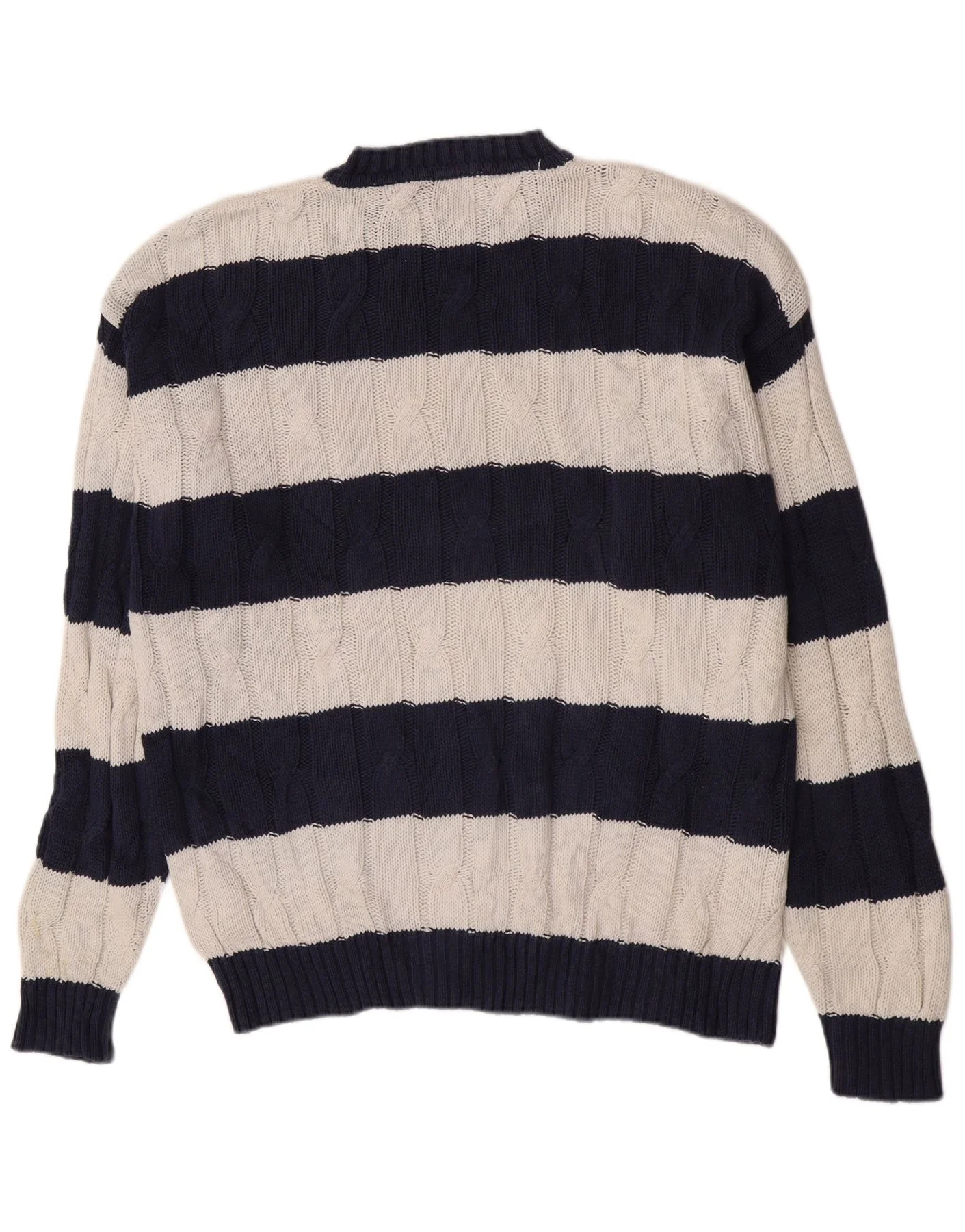Ocean Star Mens Crew Neck Jumper Sweater XL Navy Blue Striped Nautical - Image 2