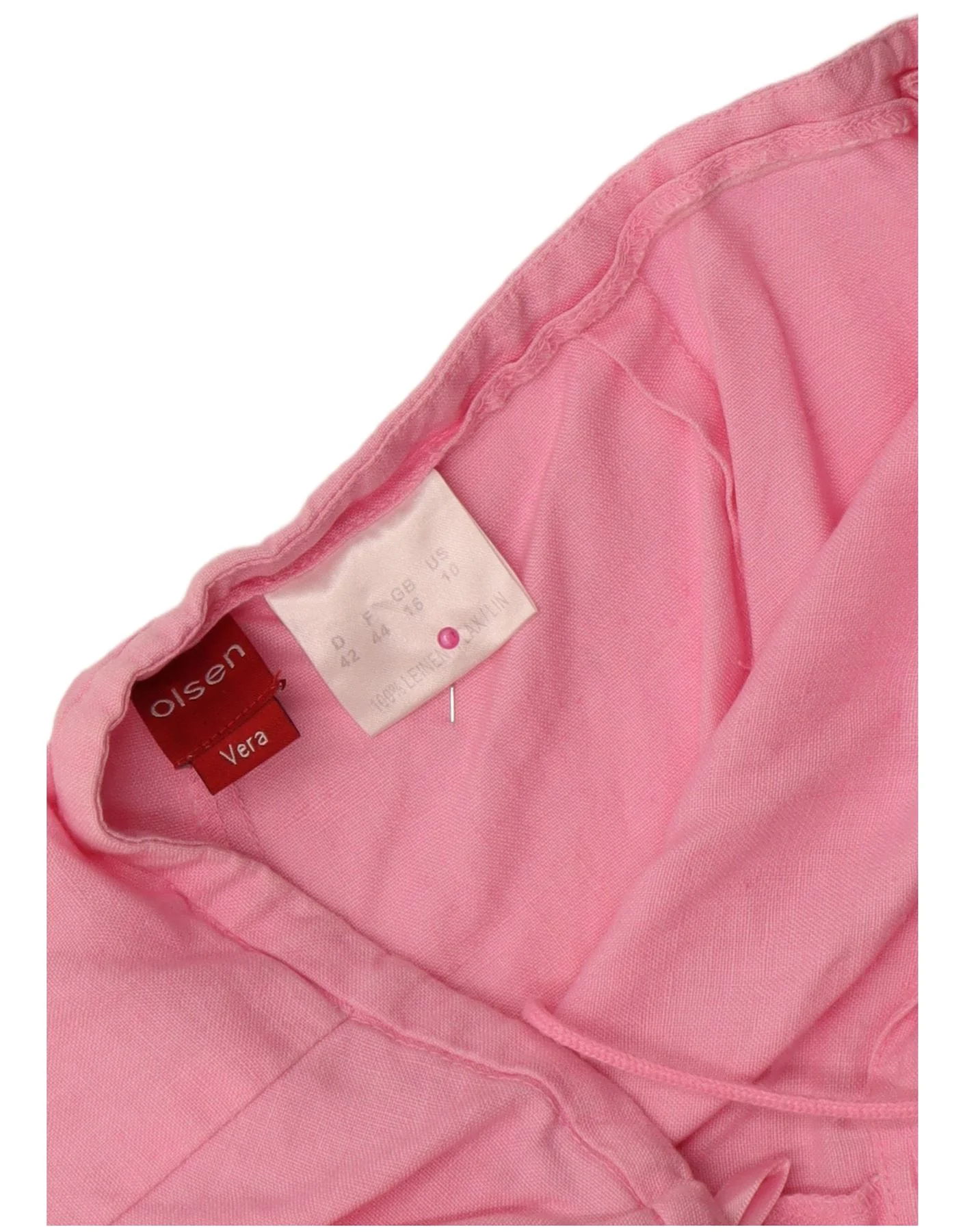 Olsen Womens High Waist Wide Leg Casual Trousers UK 16 Large W34 L31 Pink - Image 3