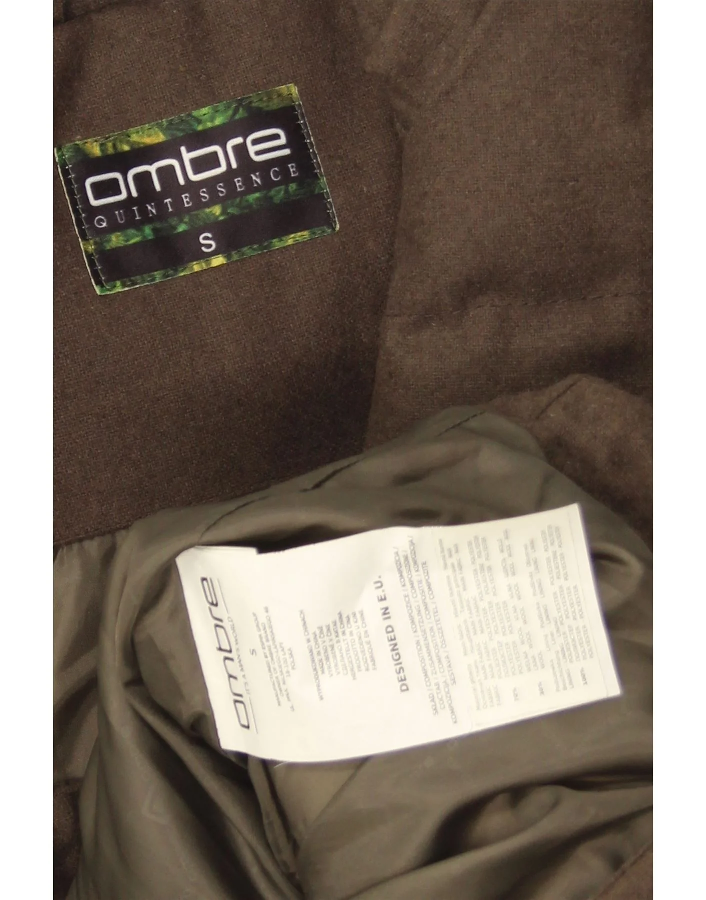 Ombre Mens Quintessence Padded Jacket UK 36 Small Brown Polyester - Image 3