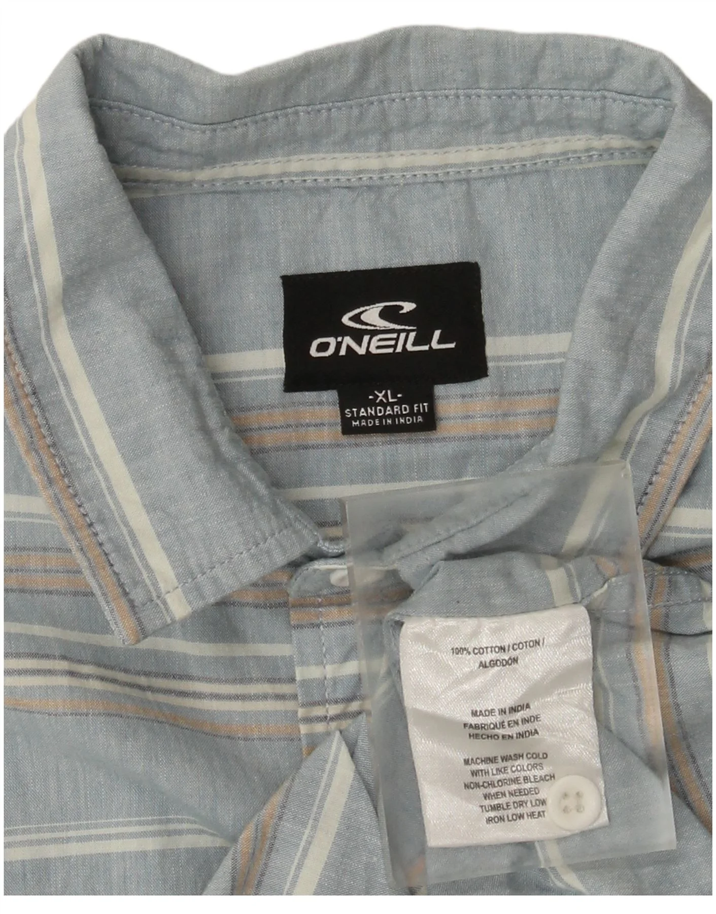 O'Neill Boys Short Sleeve Standard Fit Shirt 13-14 Years XL Blue Striped - Image 3