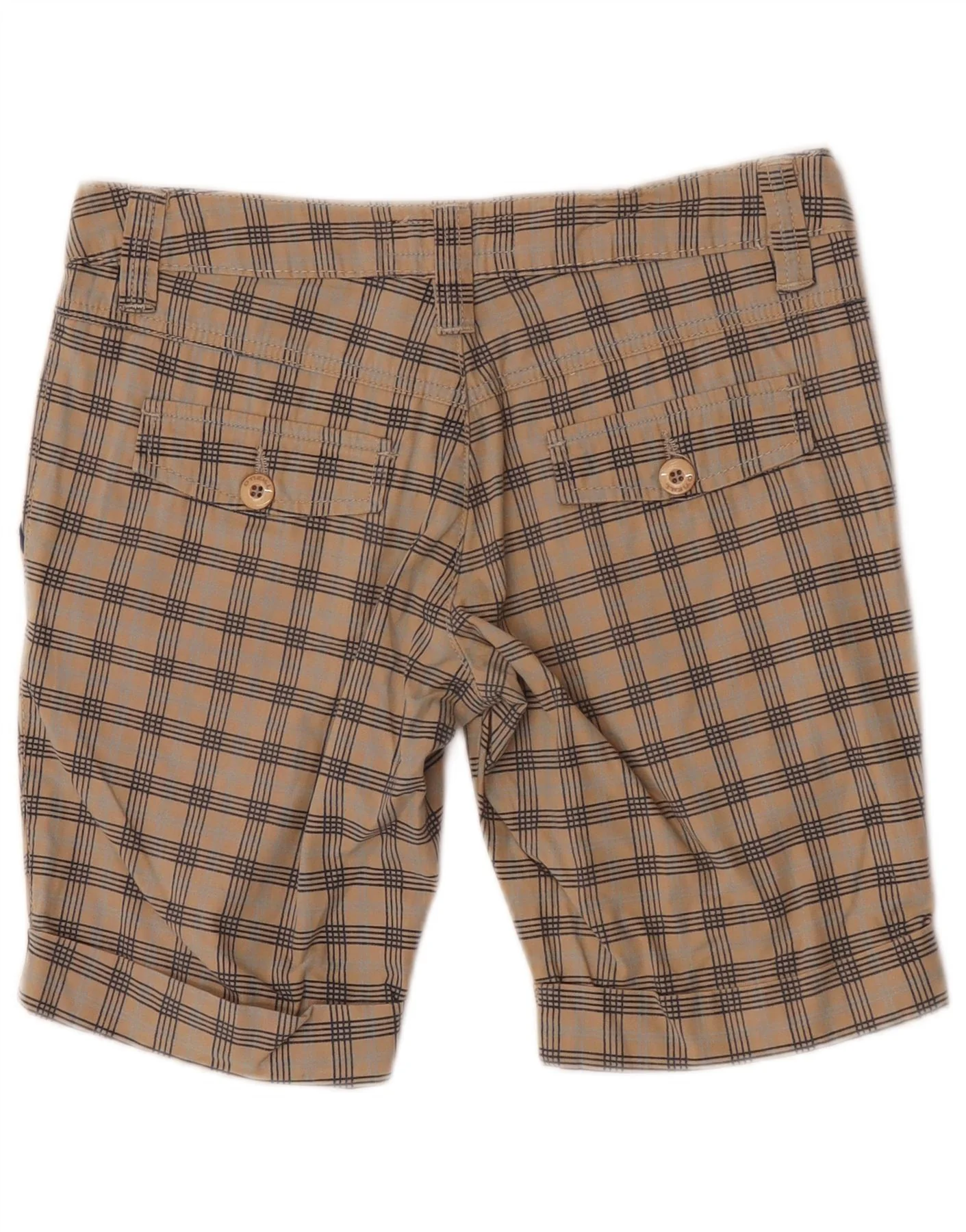 O'Neill Womens Chino Shorts W27 Small Beige Check Cotton - Image 2