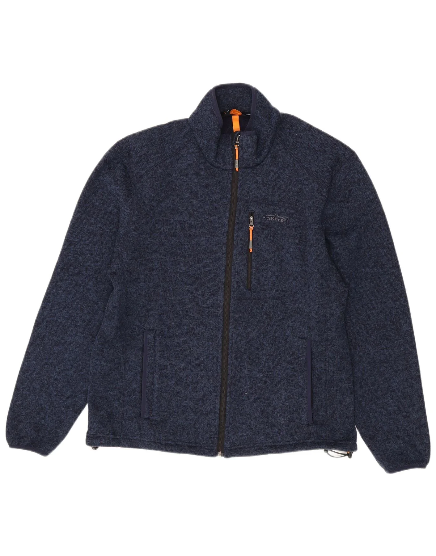 Orvis Mens Tracksuit Top Jacket Medium Navy Blue Flecked Polyester