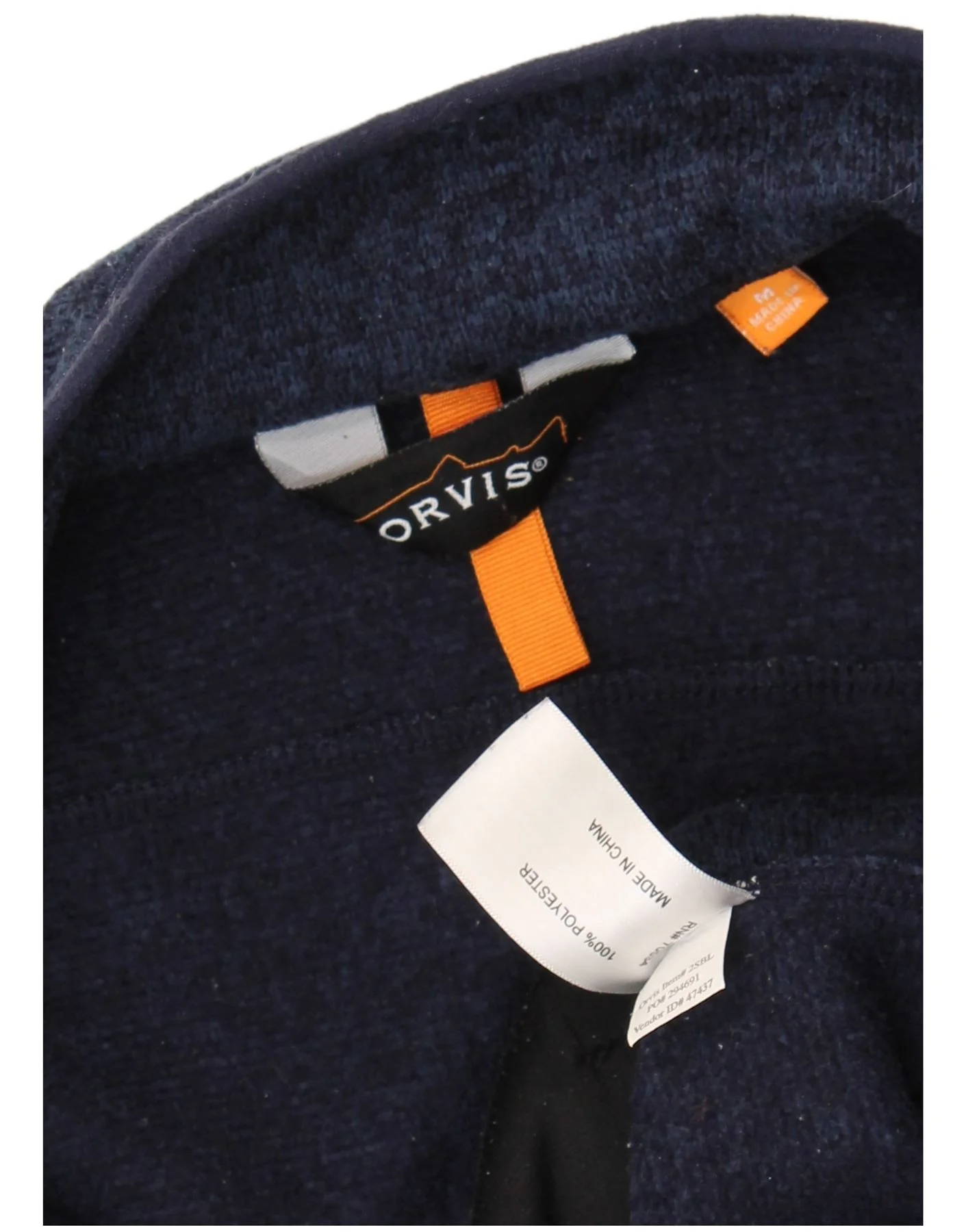 Orvis Mens Tracksuit Top Jacket Medium Navy Blue Flecked Polyester - Image 3