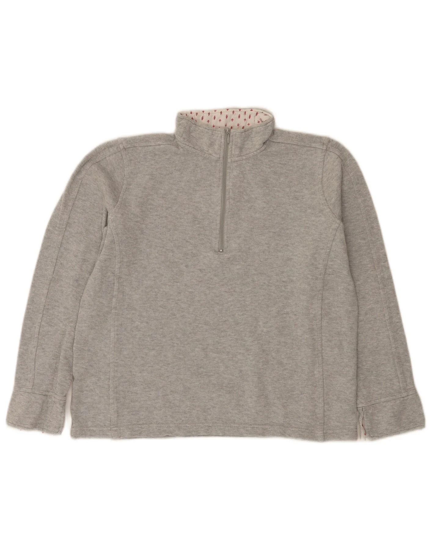 Orvis Womens Zip Neck Sweatshirt Jumper UK 14 Medium Grey Cotton