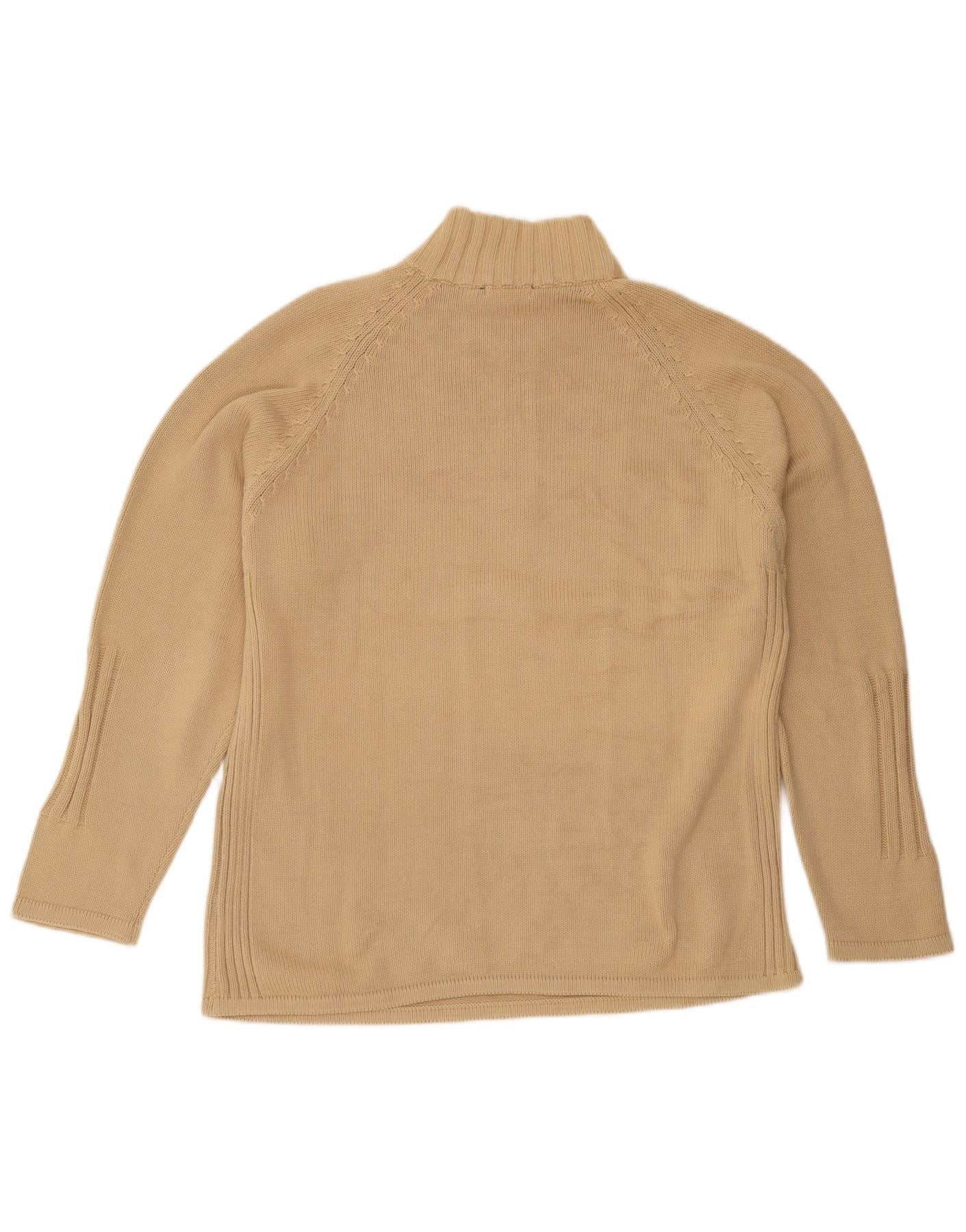 Osvaldo Bruni Mens Zip Neck Jumper Sweater Large Beige Cotton - Image 2
