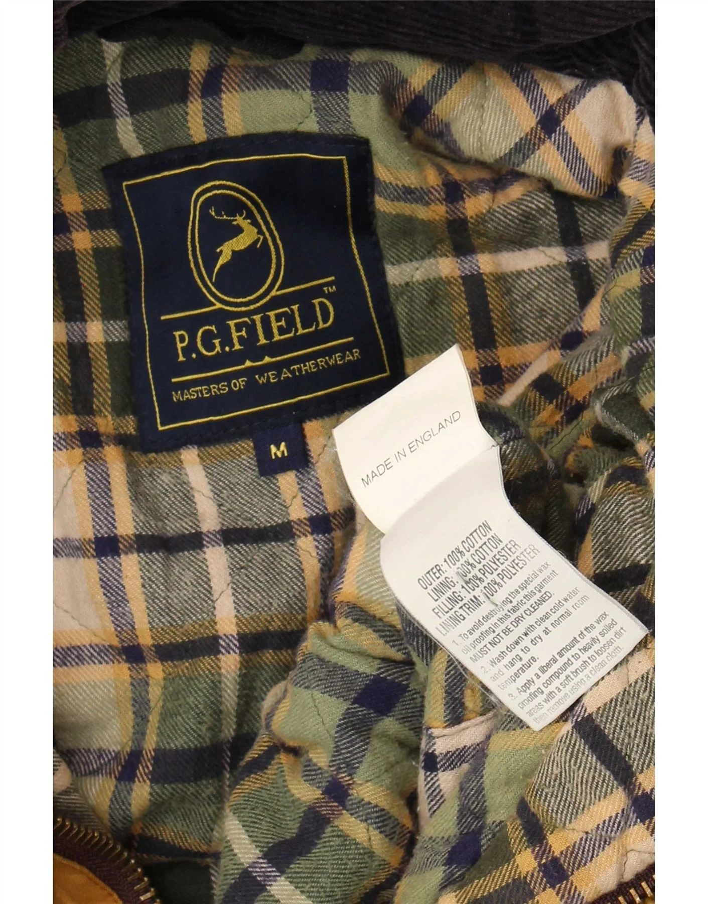 P.G.Field Mens Waxed Cotton Jacket UK 38 Medium Beige - Image 3