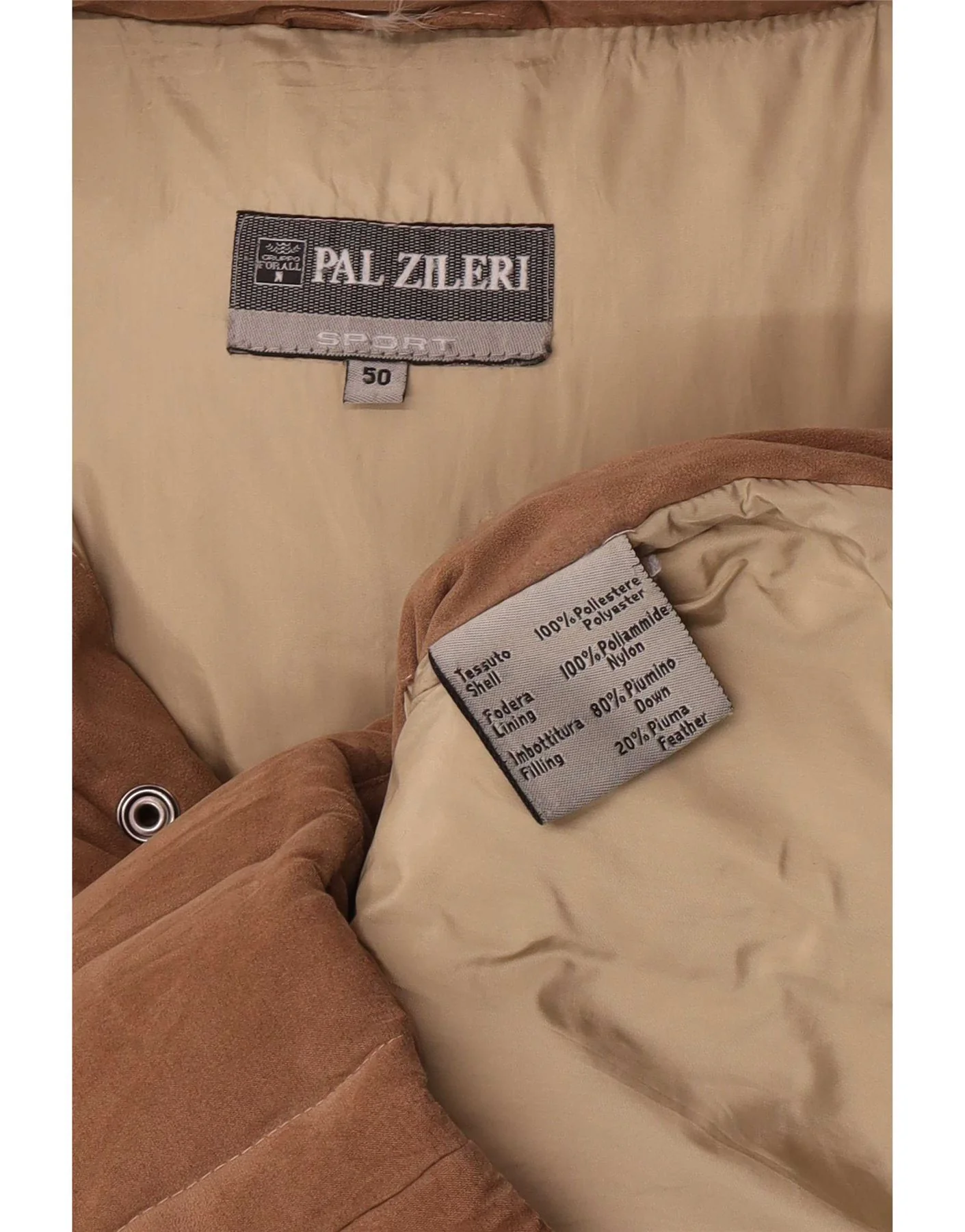 Pal Zileri Mens Hooded Padded Jacket IT 50 Large Brown Polyester - Image 4