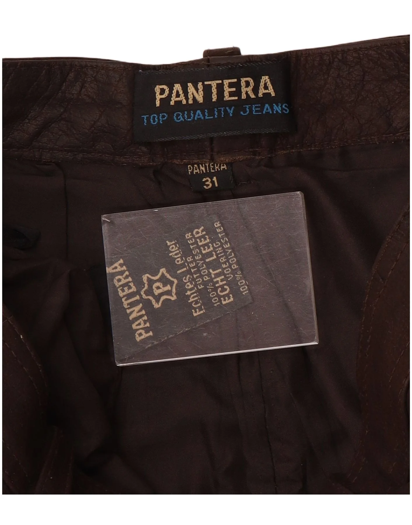 Pantera Mens Slim Suede Trousers W31 L31 Brown Leather - Image 3