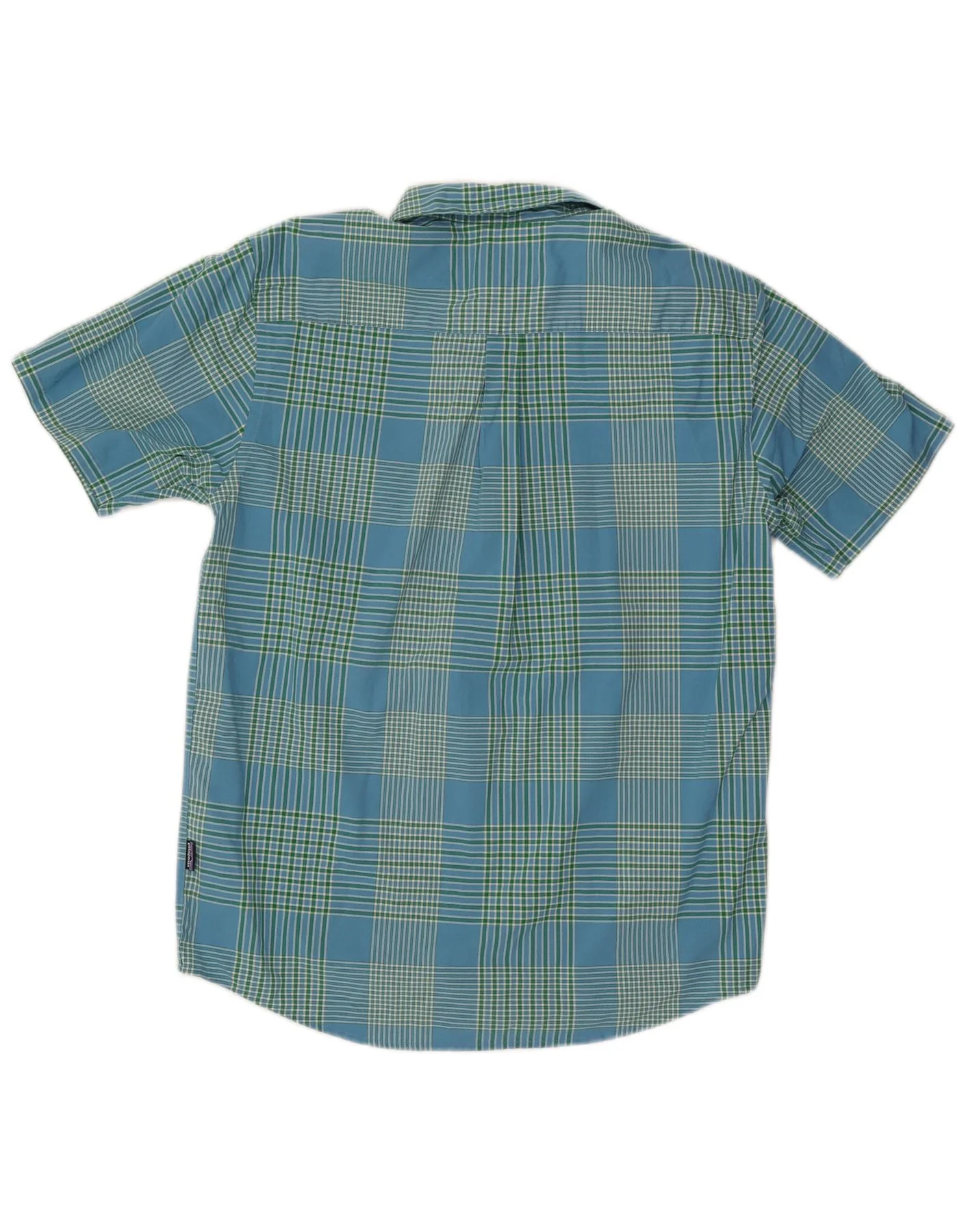 Patagonia Mens Short Sleeve Shirt Medium Blue Check Cotton - Image 2