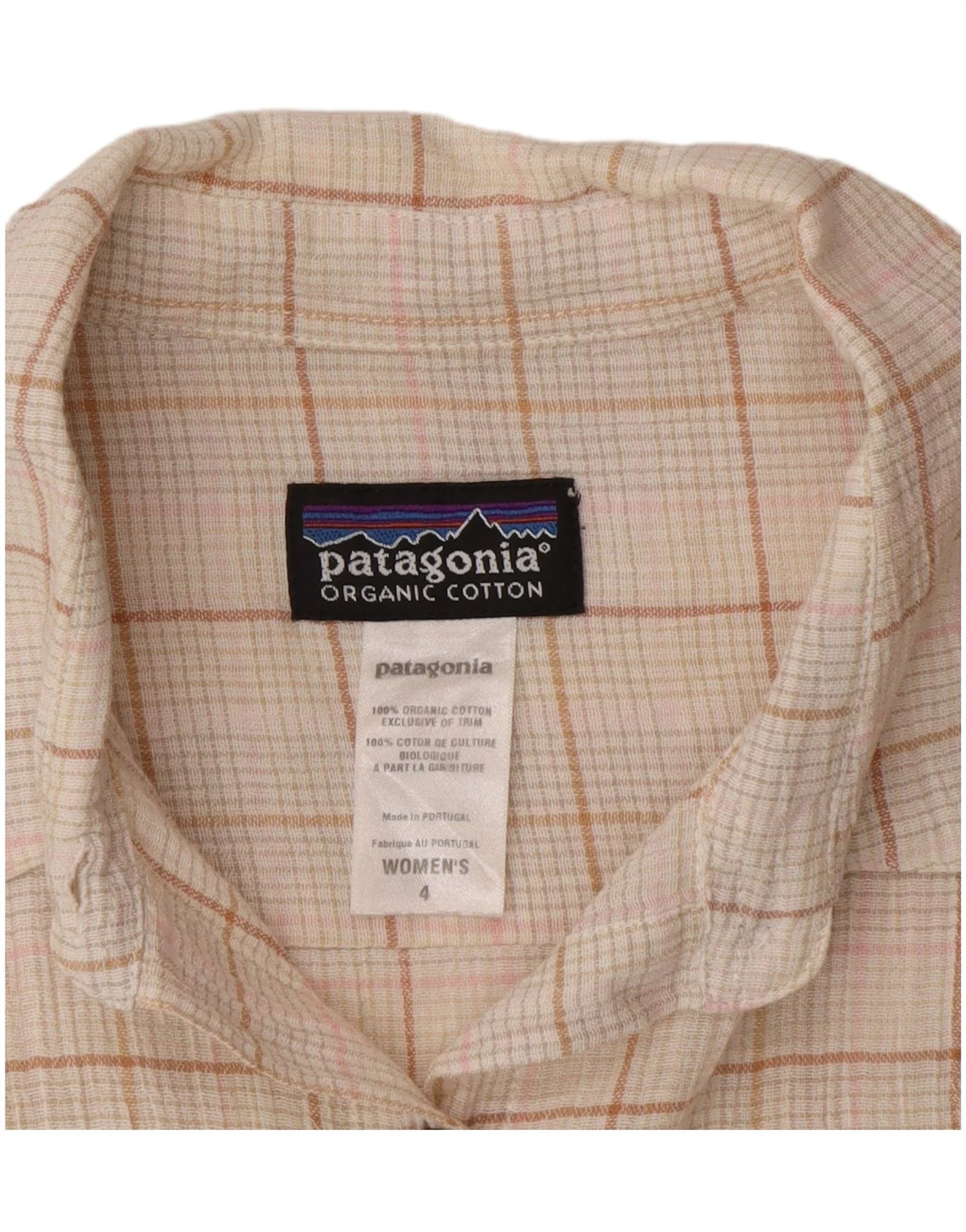 Patagonia Womens Short Sleeve Classic Fit Shirt US 4 Small Beige Check - Image 3