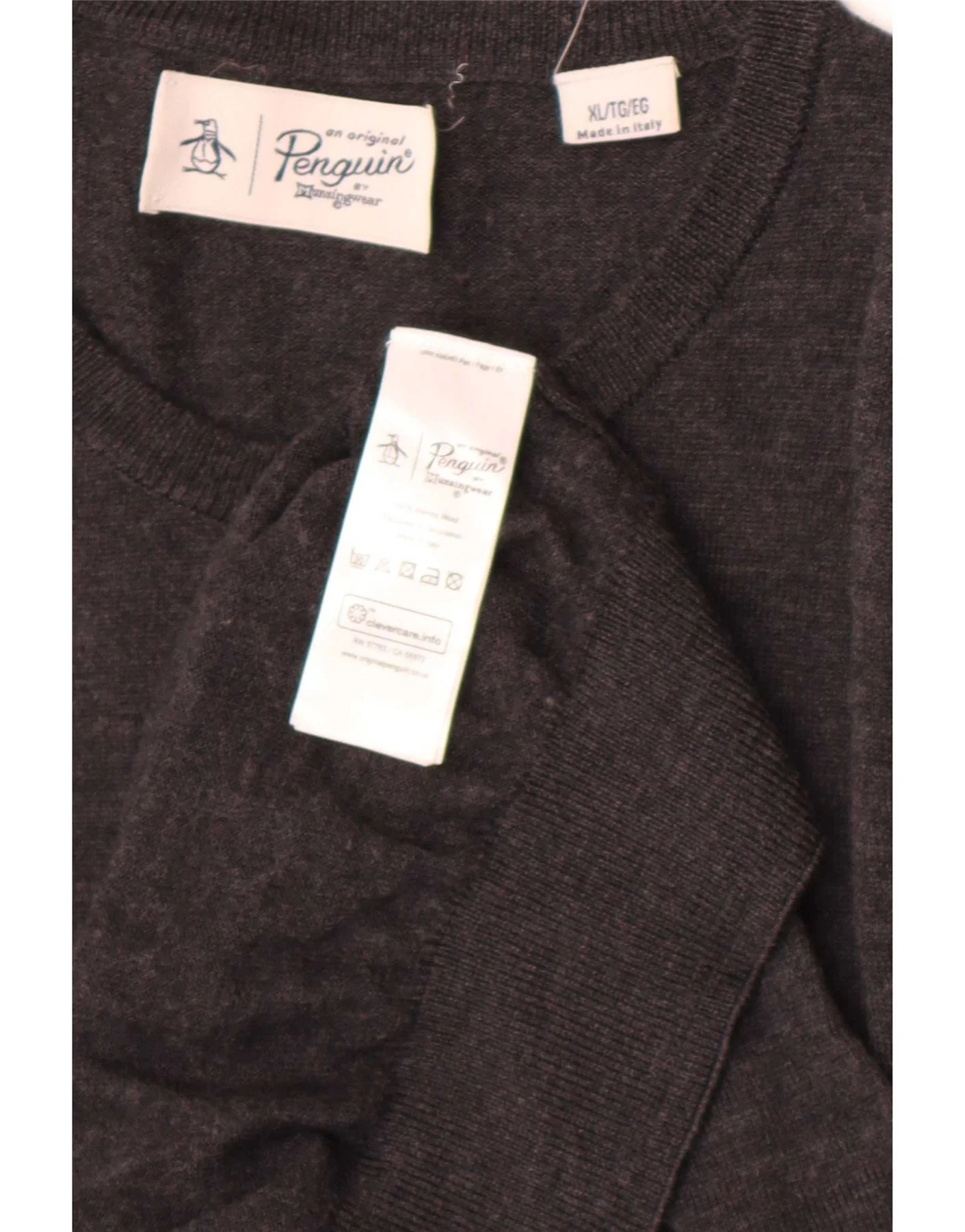 Penguin Mens Boat Neck Jumper Sweater XL Grey Merino Wool - Image 4