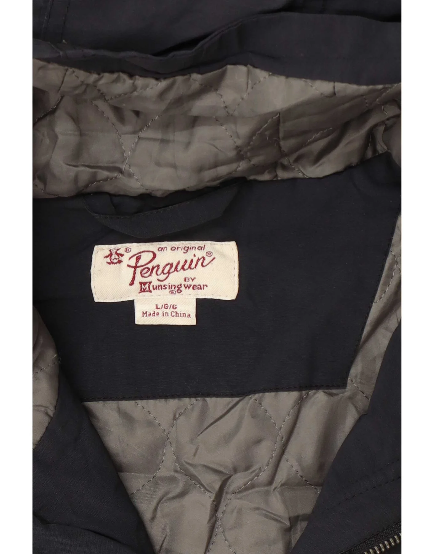 Penguin Mens Hooded Windbreaker Jacket UK 40 Large Navy Blue - Image 4