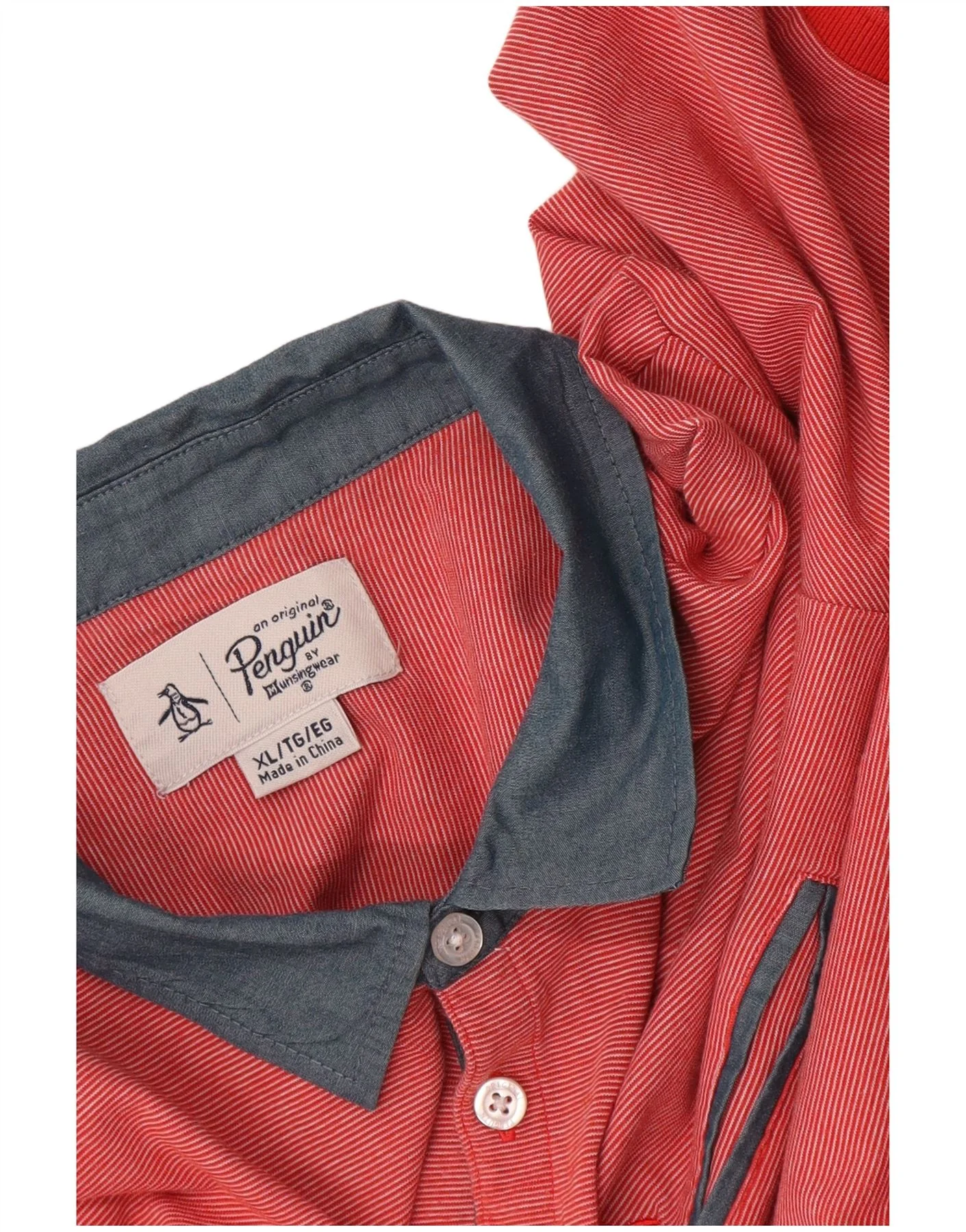 Penguin Mens Polo Shirt XL Red Pinstripe - Image 3