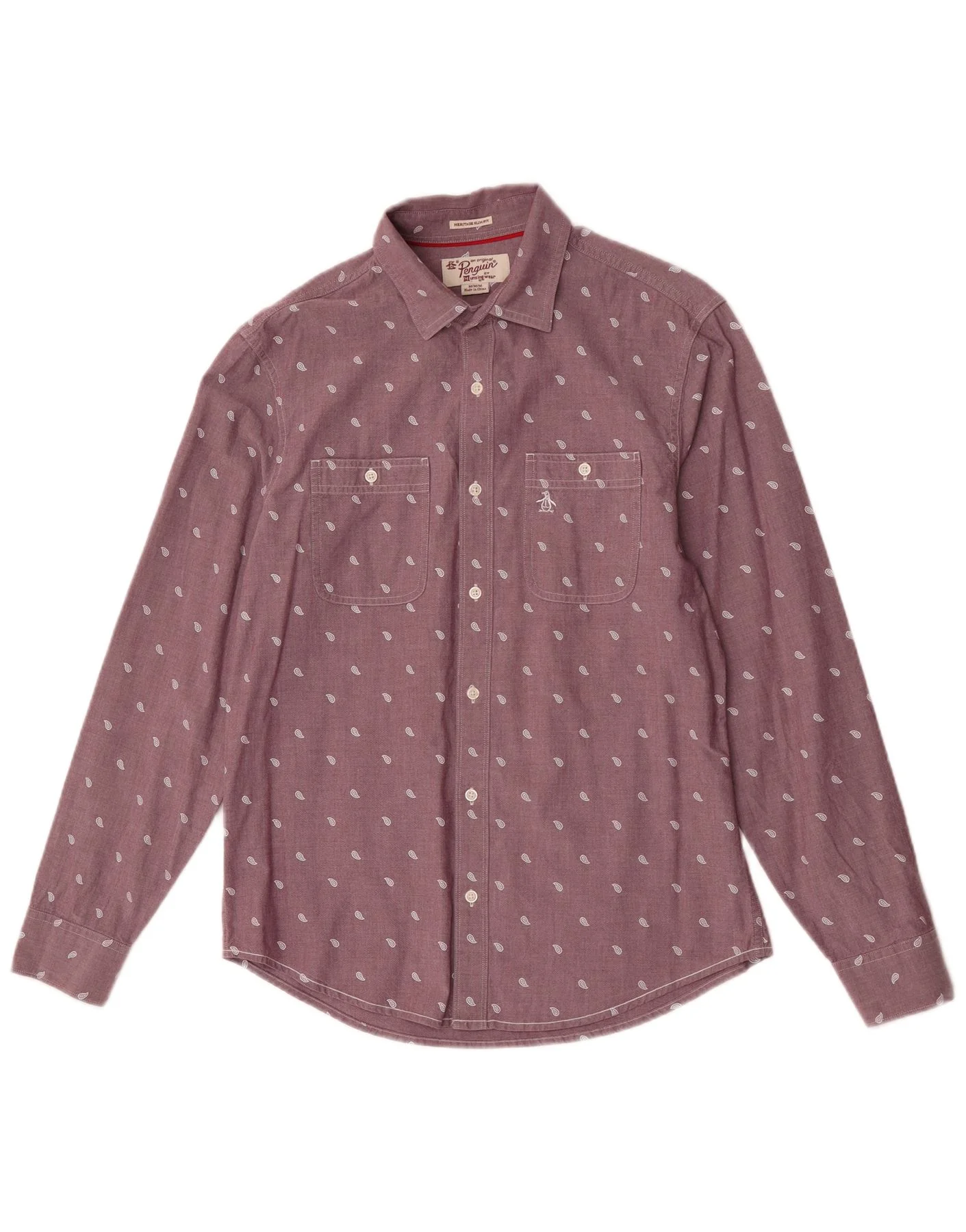 Penguin Mens Slim Fit Shirt Medium Purple Paisley
