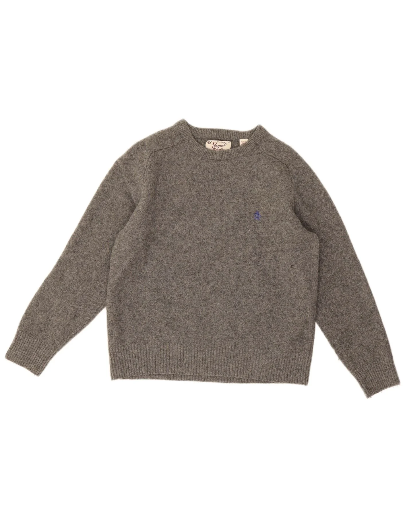 Penguin Womens Boat Neck Jumper Sweater UK 20 2XL Grey Lambswool