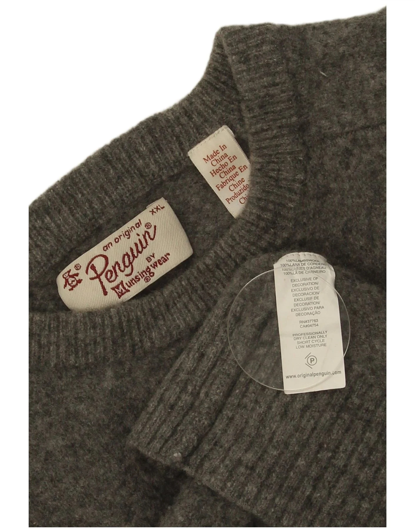 Penguin Womens Boat Neck Jumper Sweater UK 20 2XL Grey Lambswool - Image 3