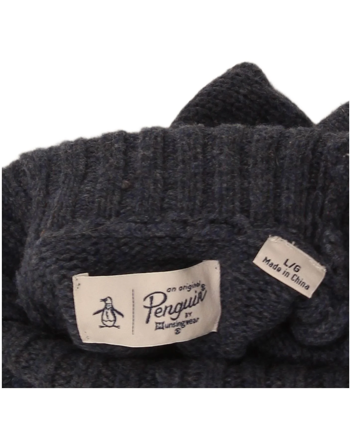 Penguin Womens Roll Neck Jumper Sweater UK 16 Large Navy Blue - Image 3