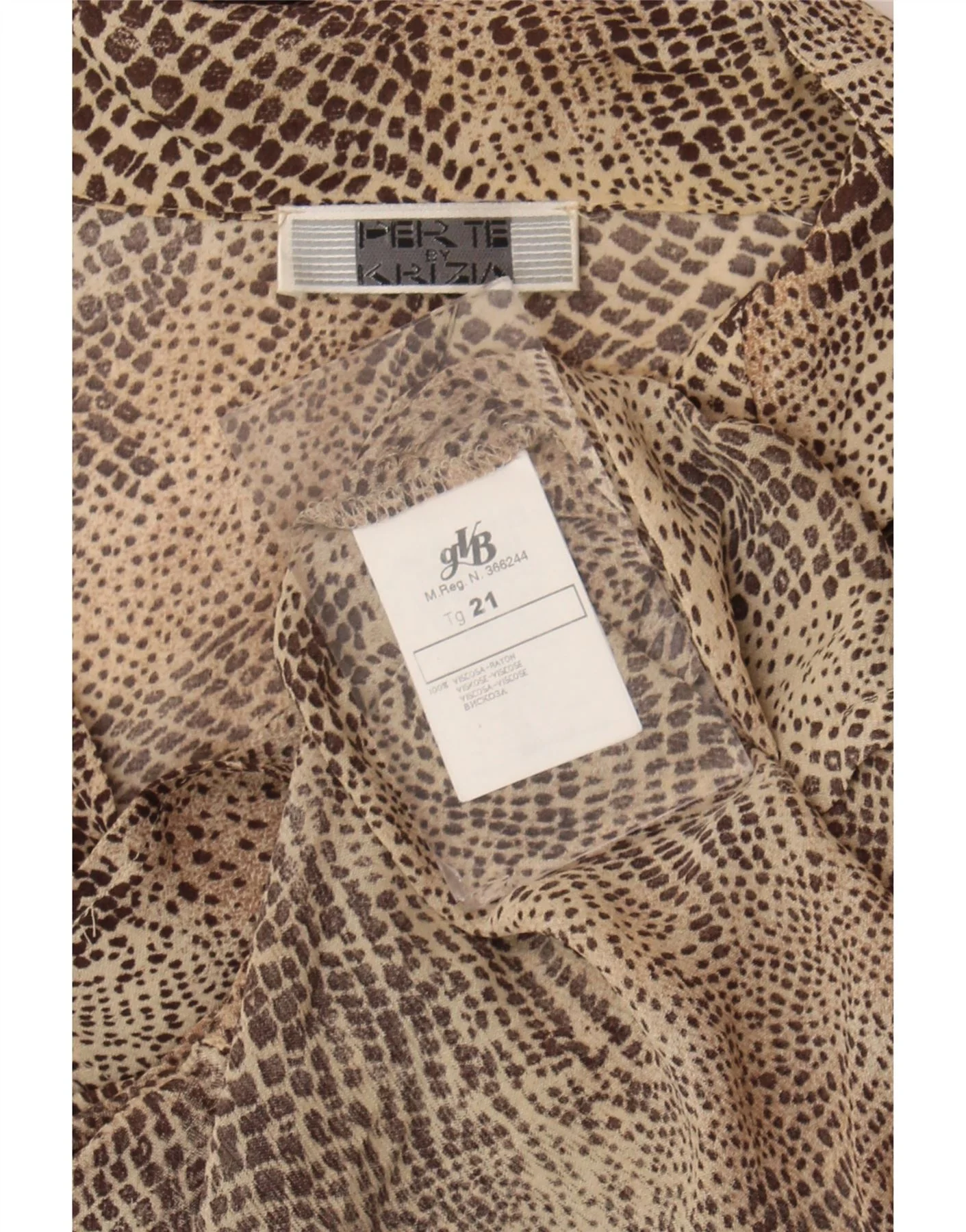 Perte by Krizia Womens Shirt Blouse UK 16 Large Brown Animal Print Viscose - Image 4