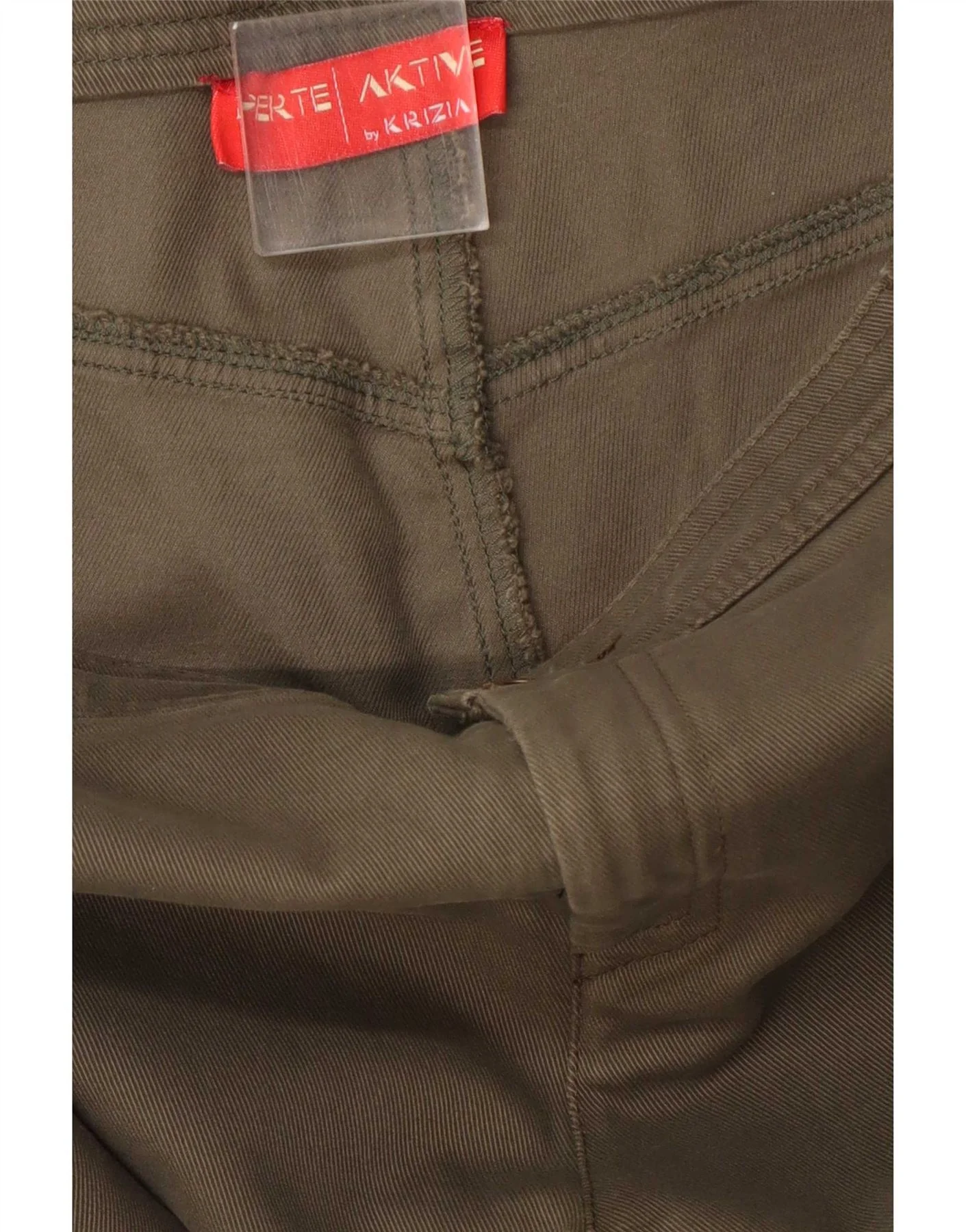 Perte by Krizia Womens Straight Regular Chino Trousers W34 L33 Khaki - Image 4